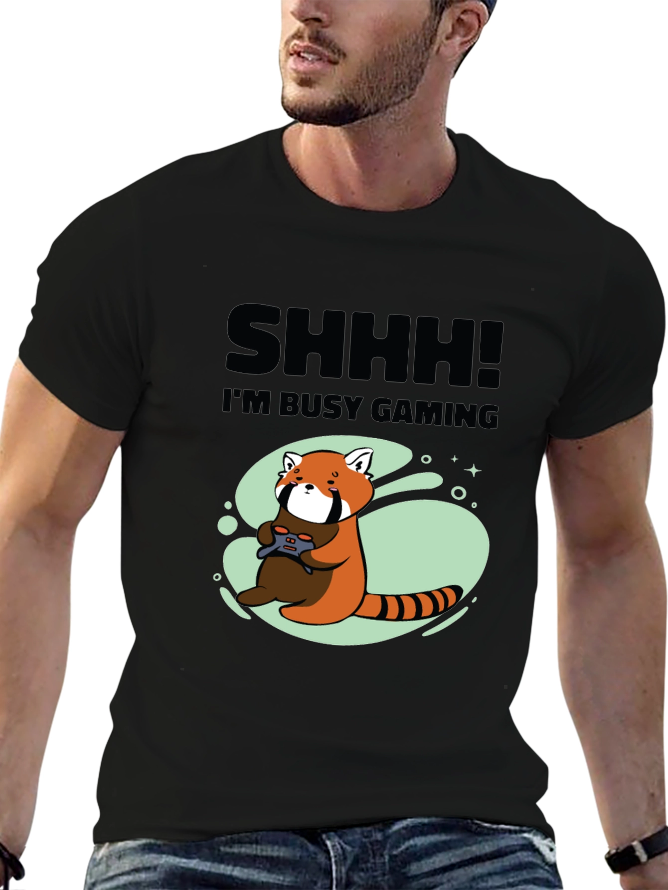 Gamer Red Panda Graphic T-Shirt