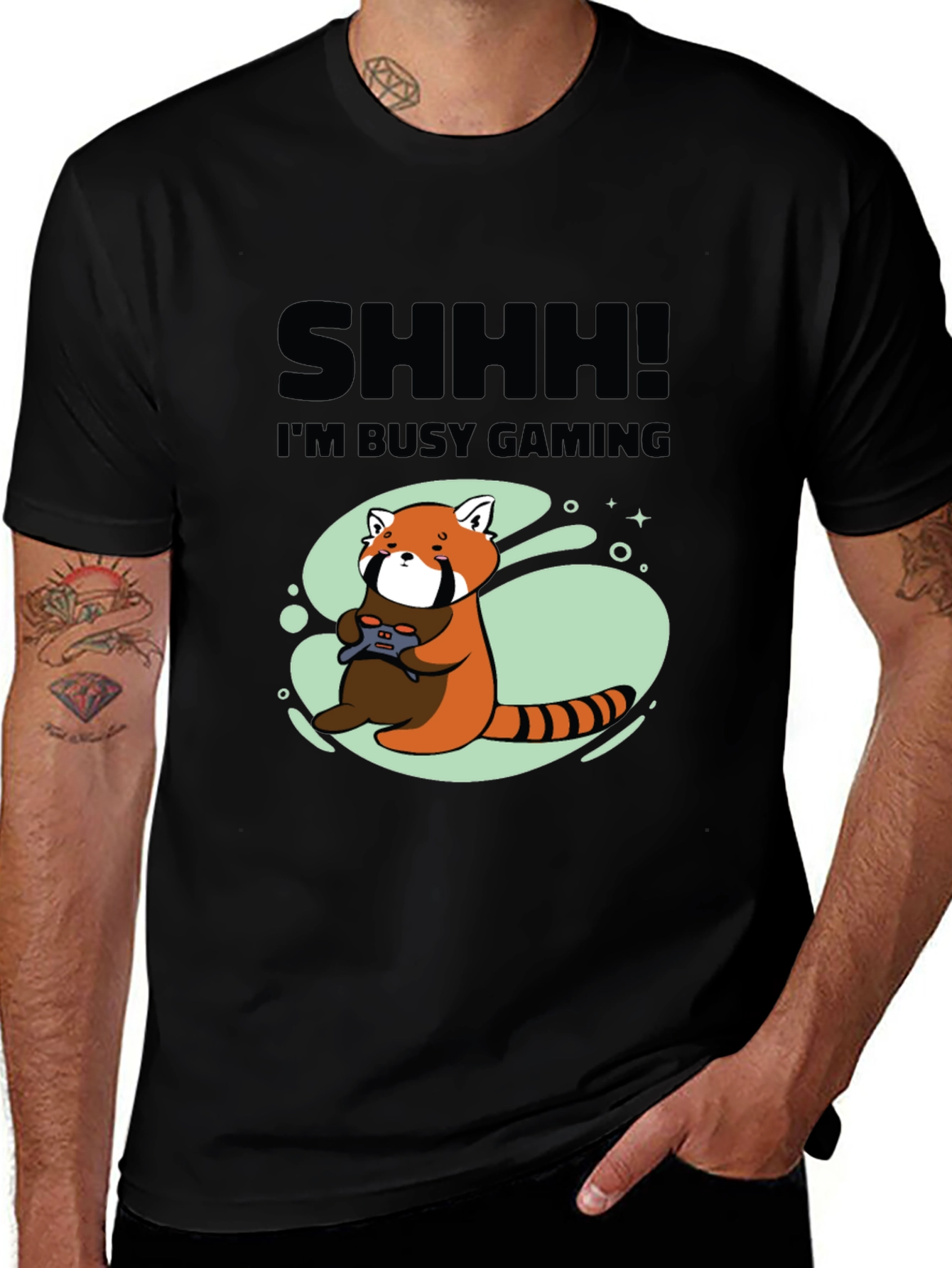 Gamer Red Panda Graphic T-Shirt
