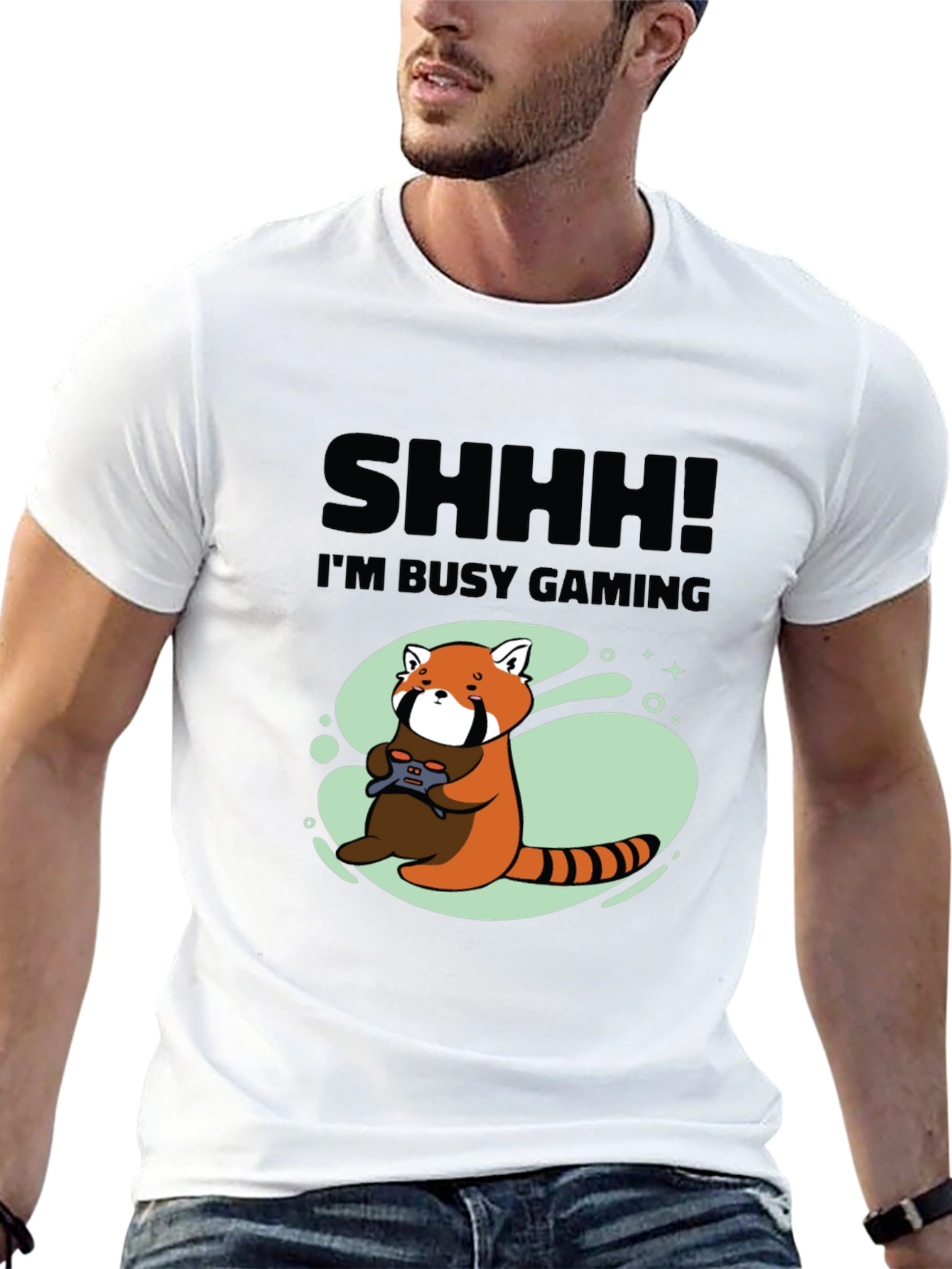 Gamer Red Panda Graphic T-Shirt