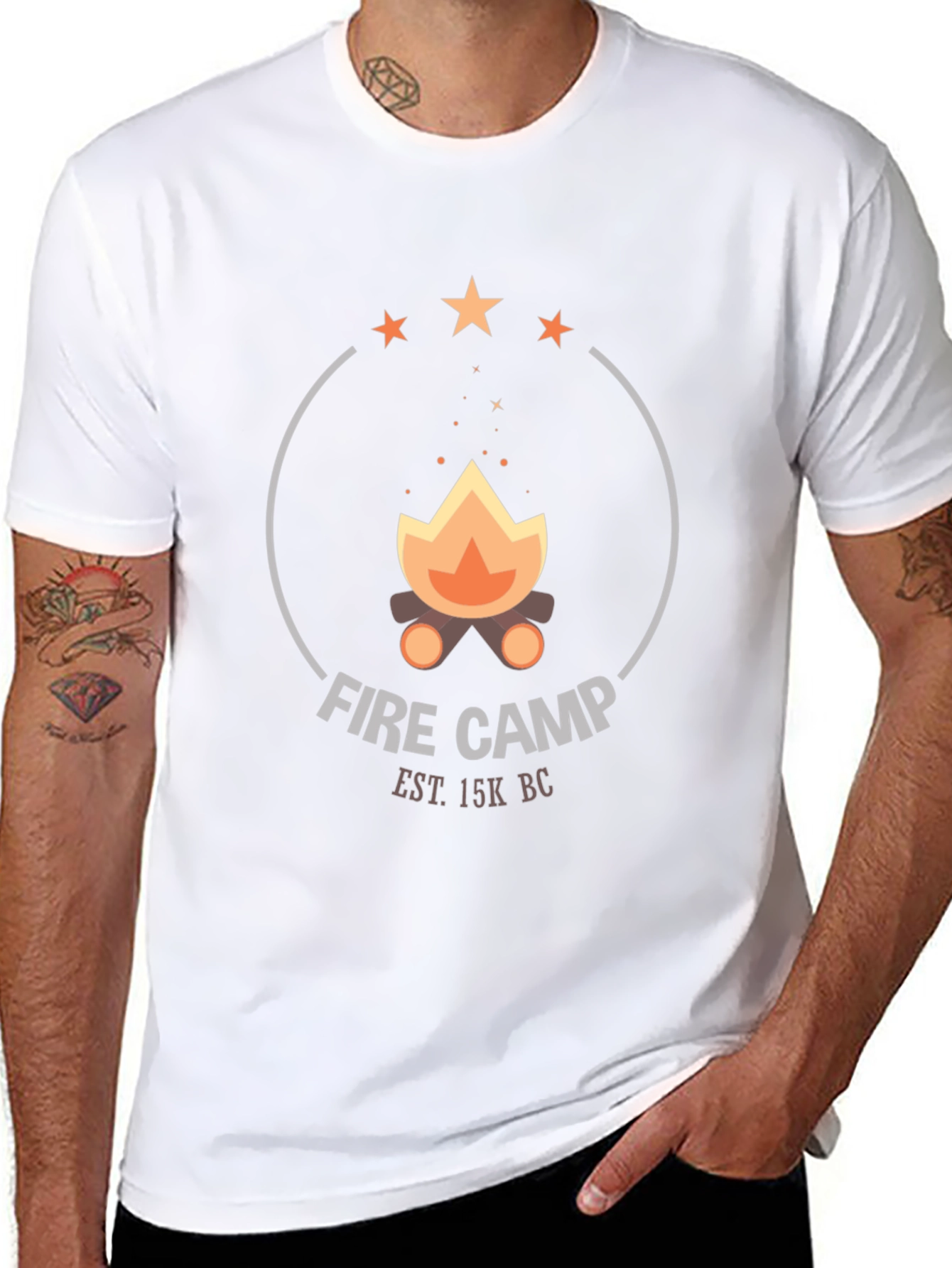 Fire Camp Graphic Tee - Black Cotton T-Shirt