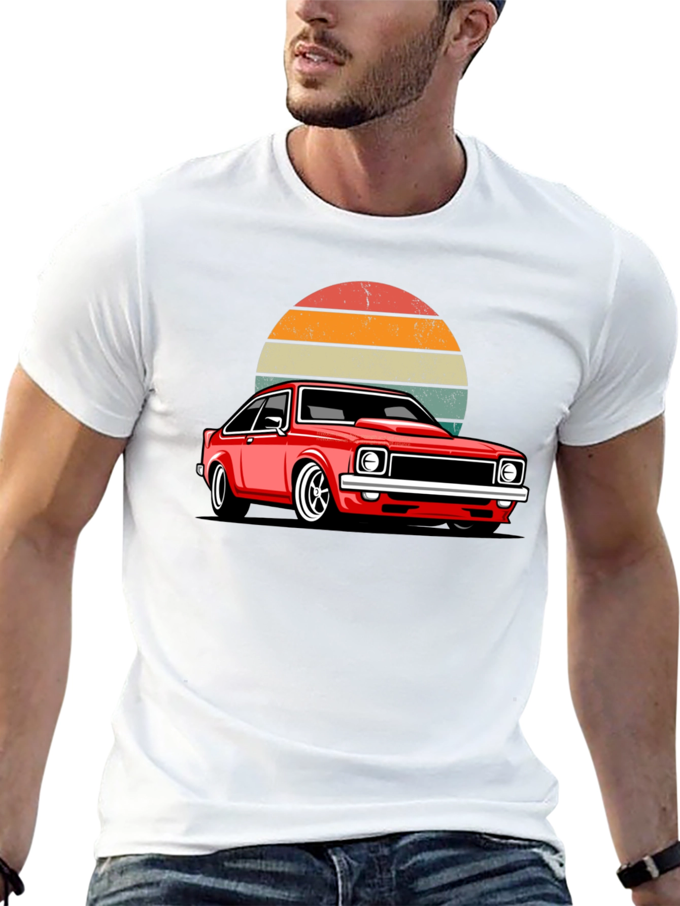 Retro Sunset Car Graphic T-Shirt