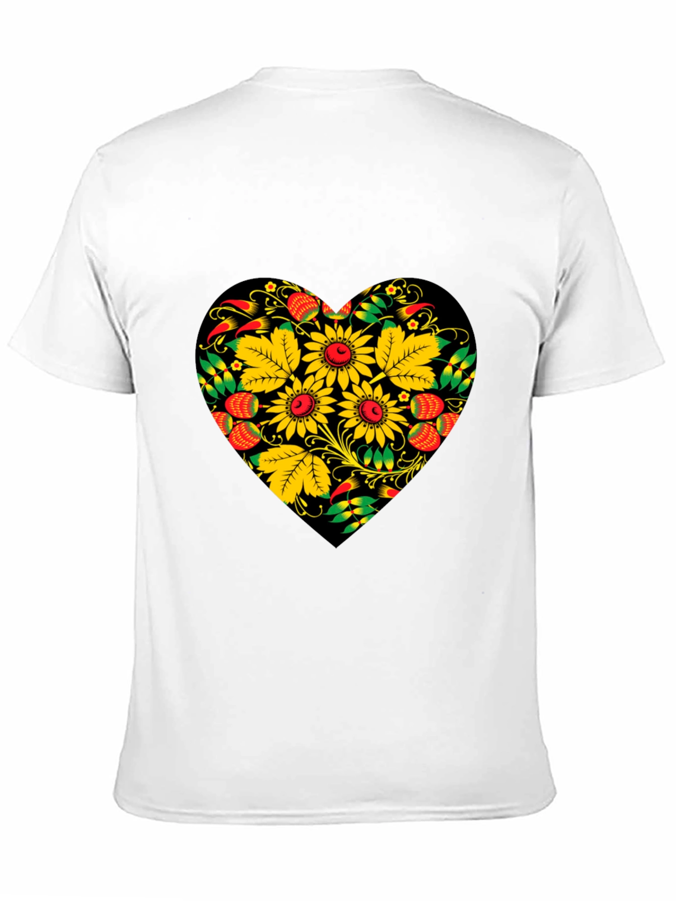 Floral Heart Black T-Shirt