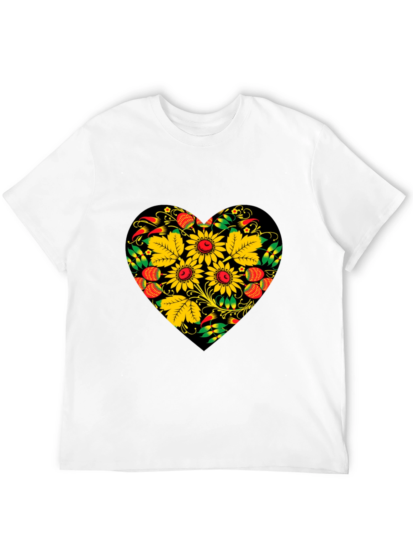Floral Heart Black T-Shirt