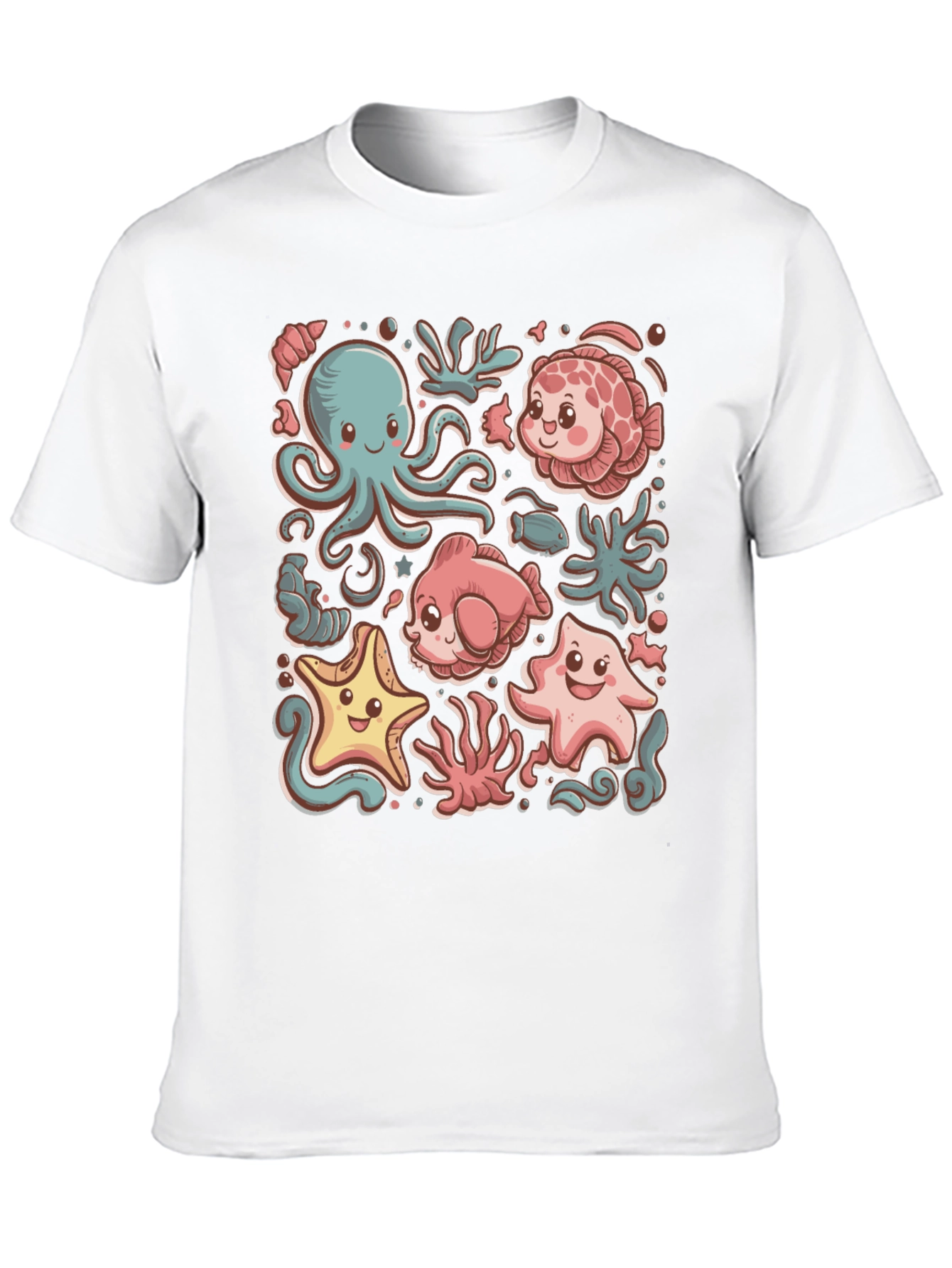 Cute Undersea Cartoon Graphic T-Shirt