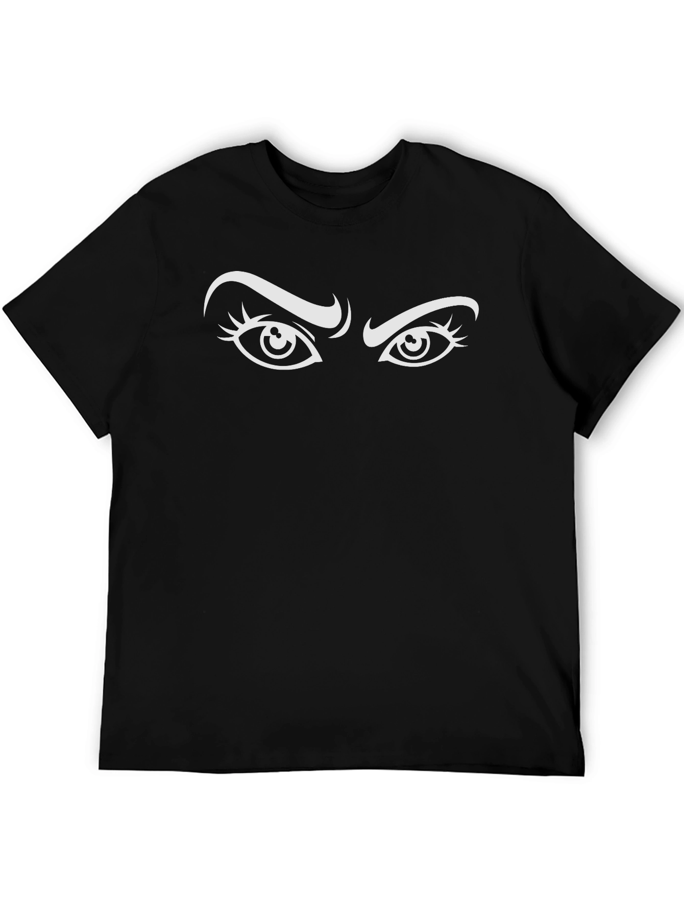 Intense Gaze Graphic Tee - Black Cotton Blend Shirt