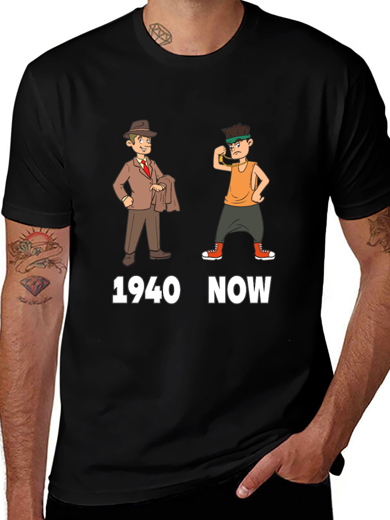 1940s vs Now Graphic T-Shirt