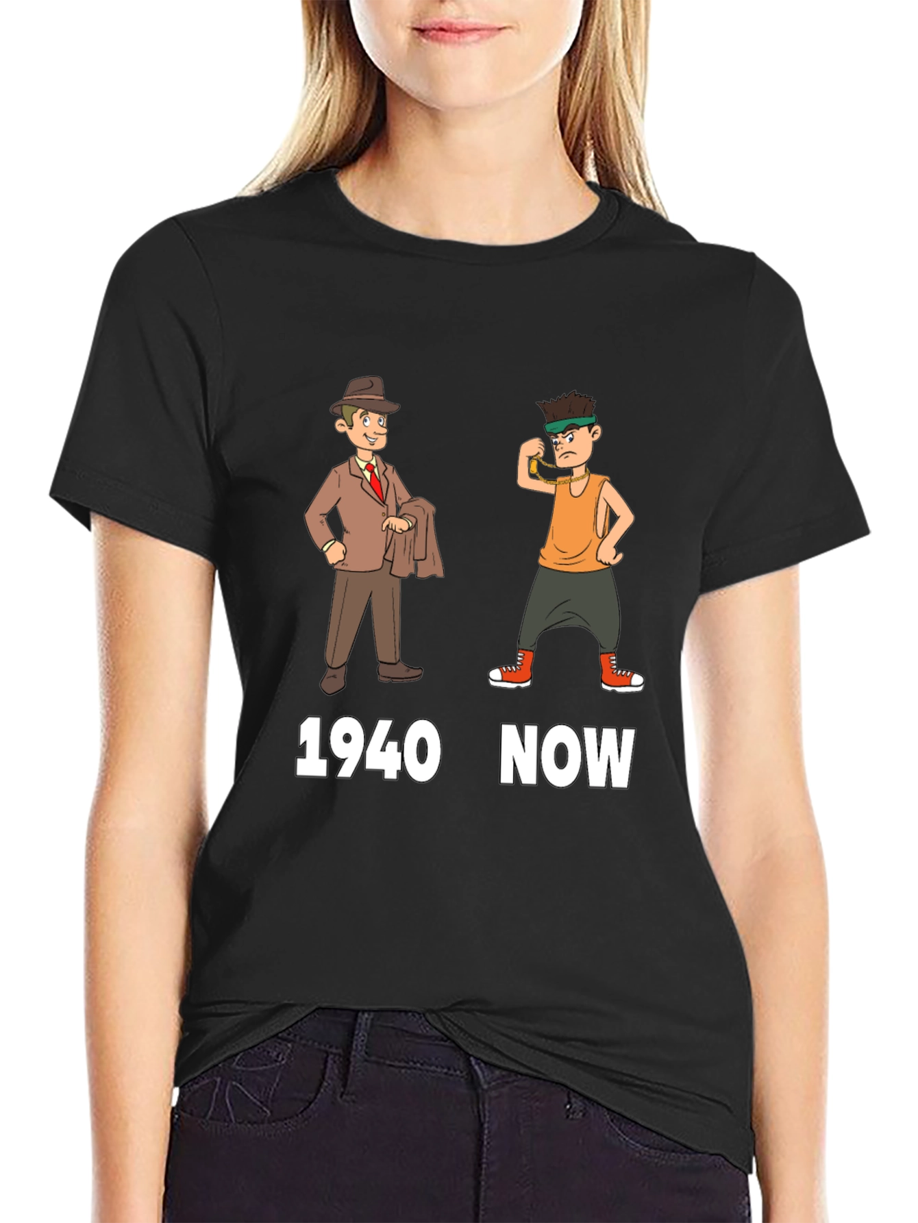 1940s vs Now Graphic T-Shirt