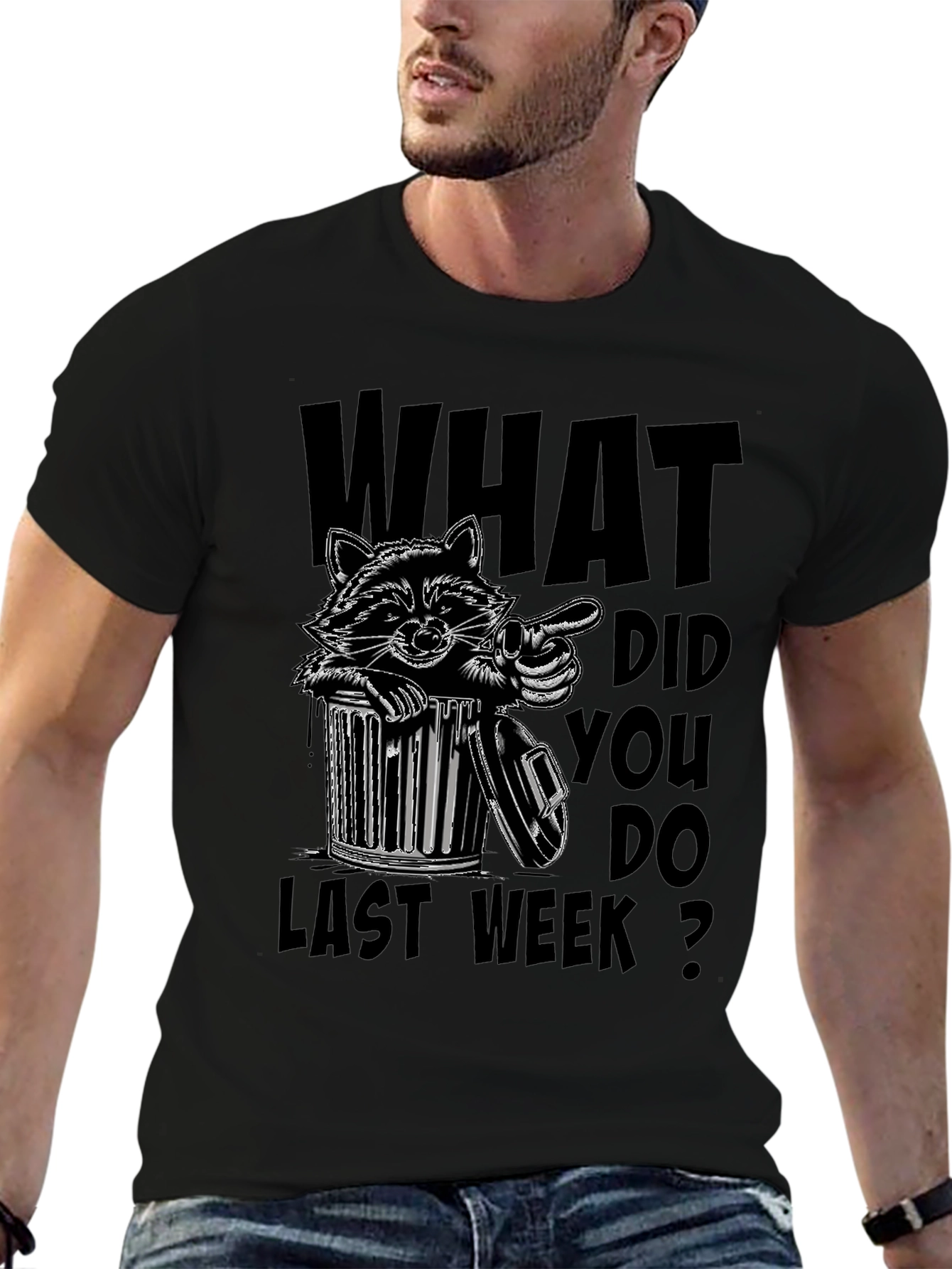 Funny Raccoon Trash Can Graphic T-Shirt