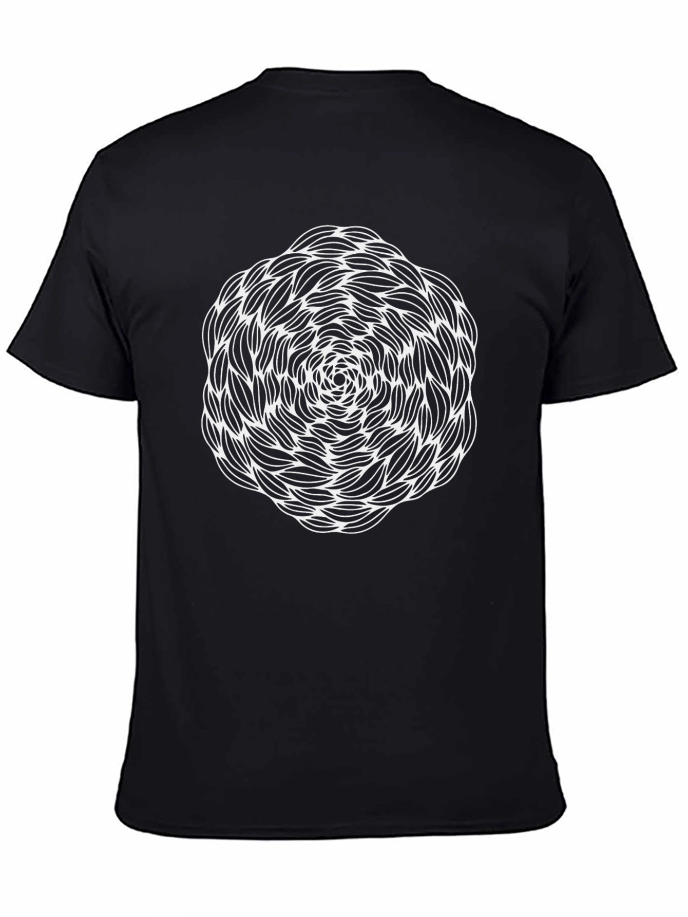 Abstract White Pattern on Black T-Shirt