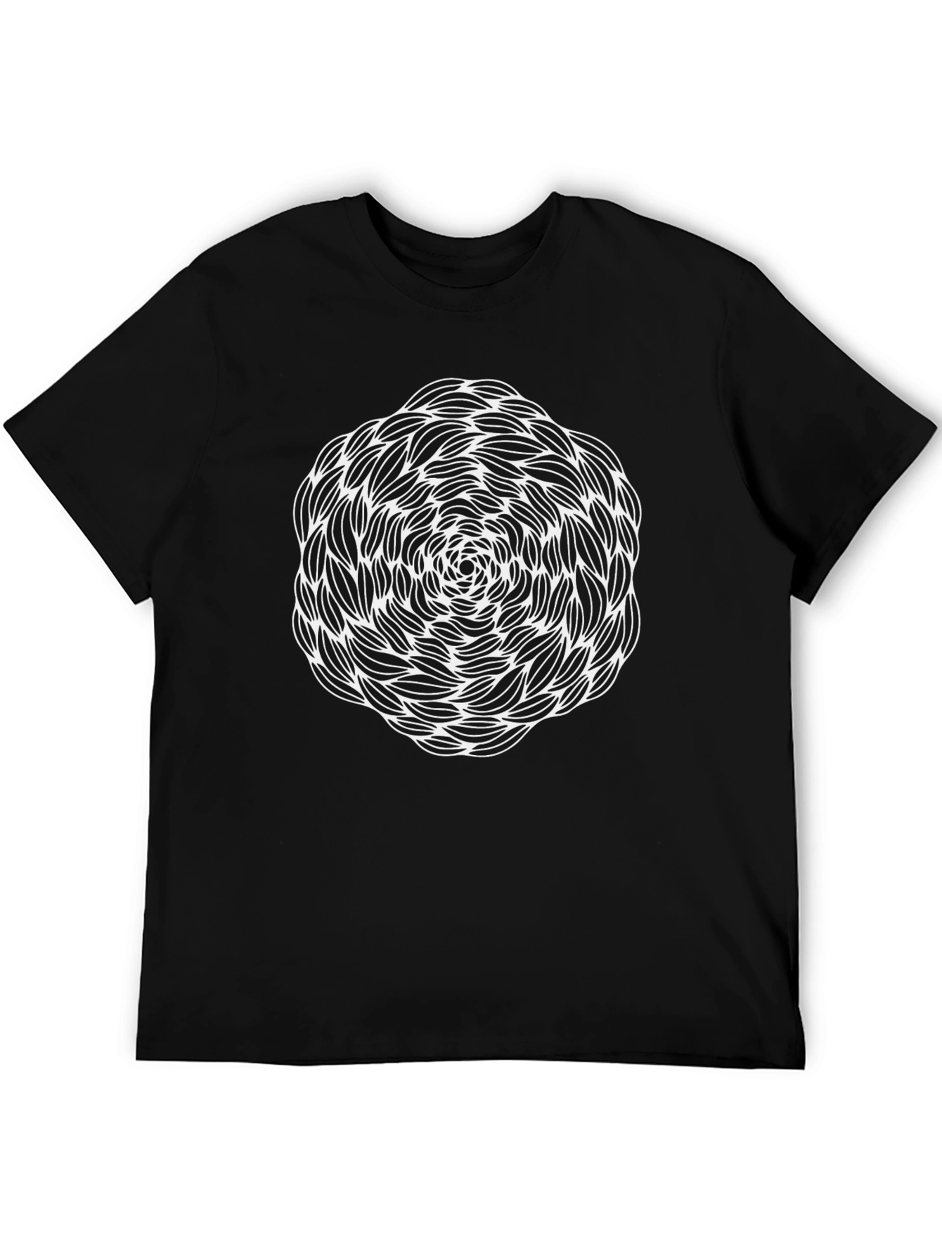 Abstract White Pattern on Black T-Shirt
