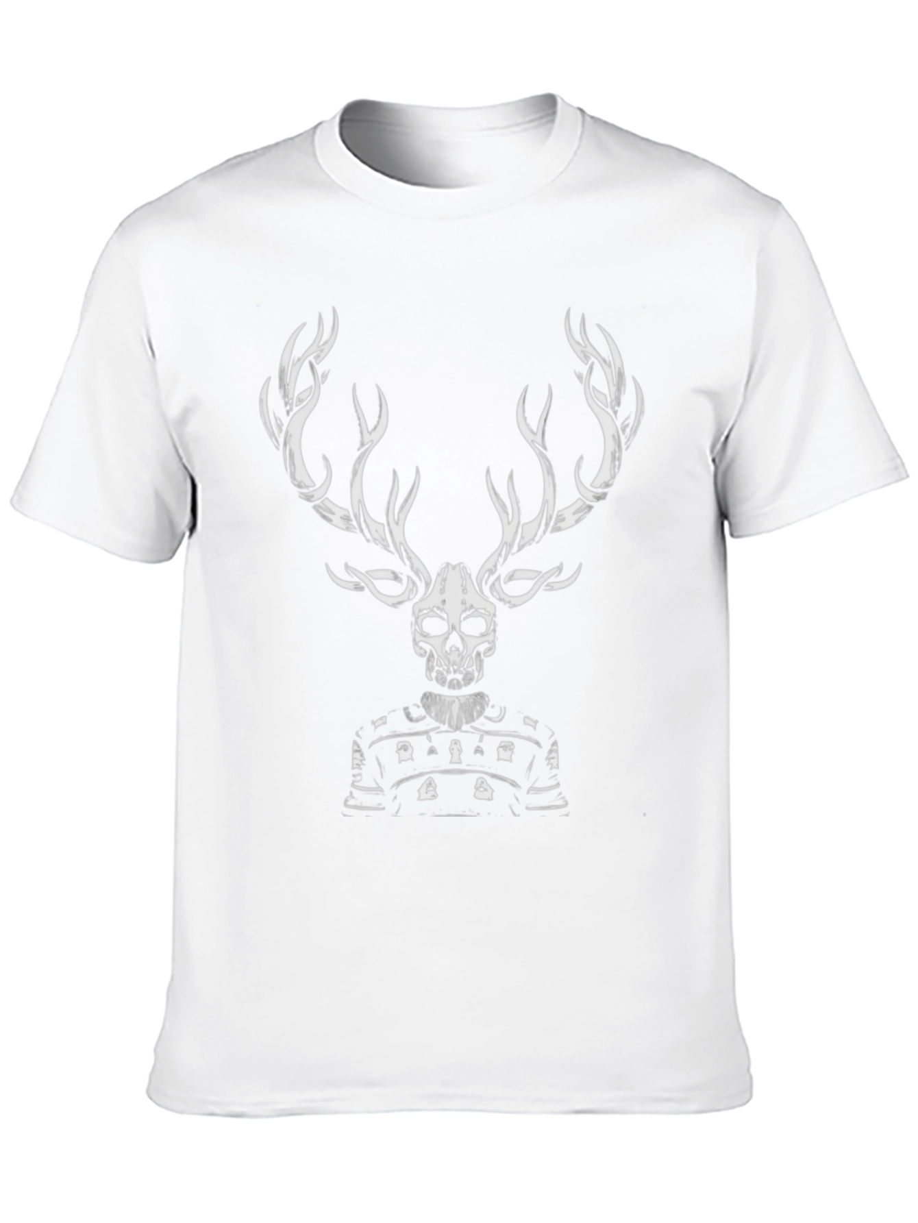 Skull Deer Graphic Tee - Black Cotton T-Shirt