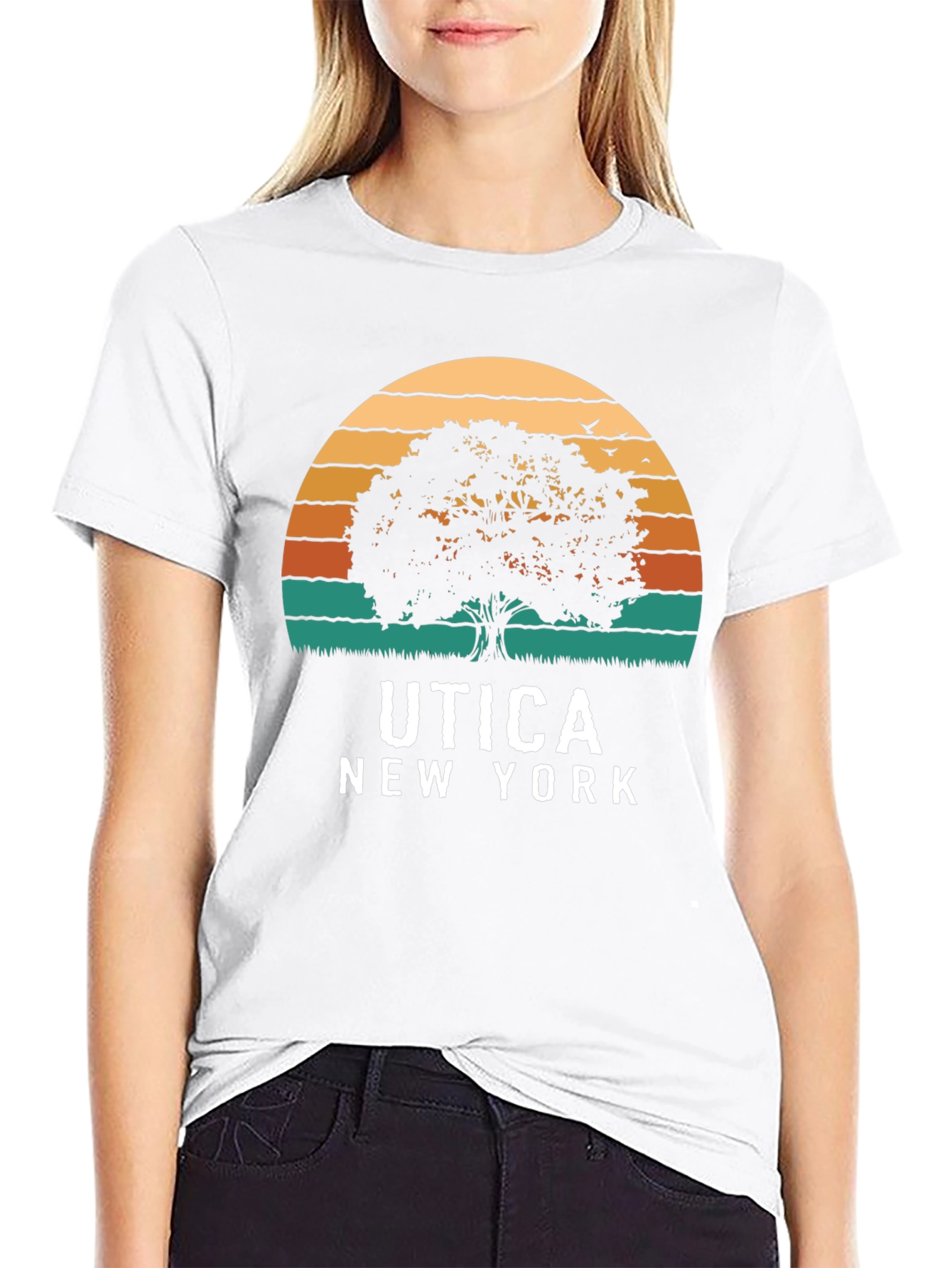 Utica New York Sunset Tree Graphic Tee