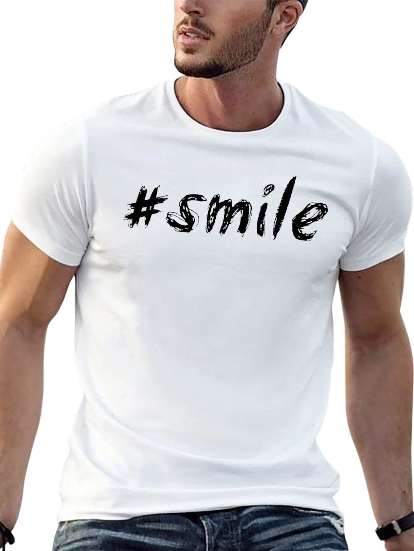 #Smile Black Graphic Tee - Trendy Casual Top