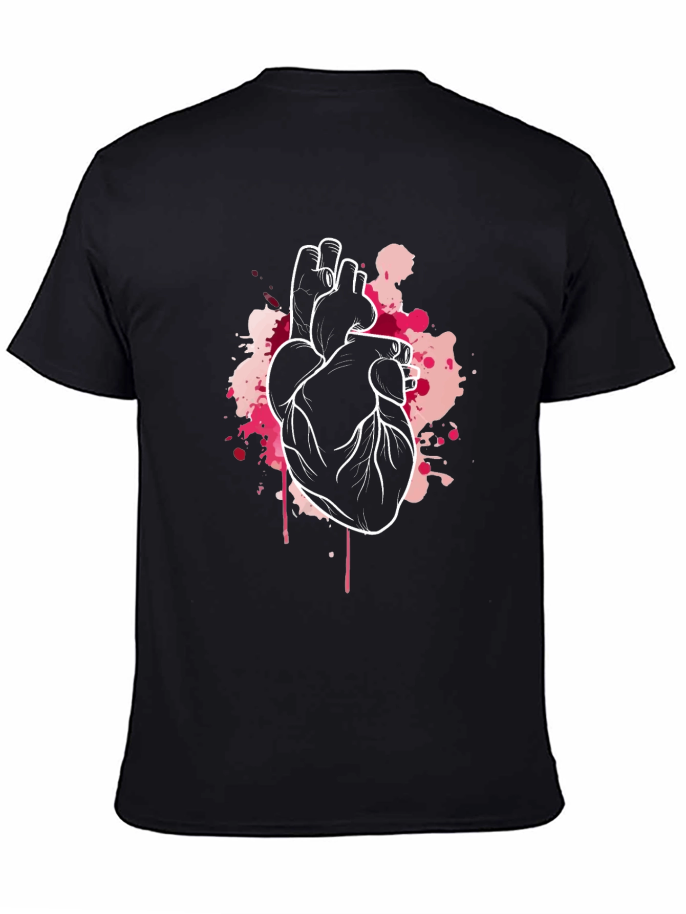 Anatomical Heart Graphic Tee - Black Crew Neck T-Shirt