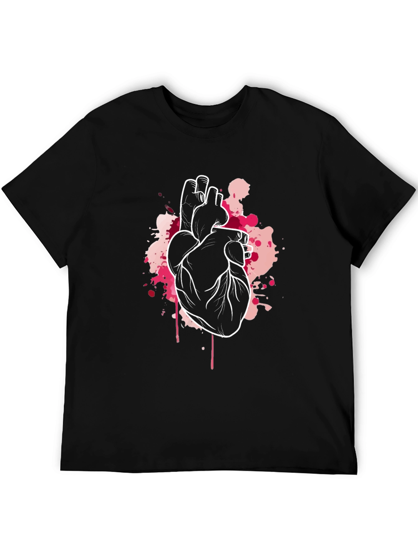 Anatomical Heart Graphic Tee - Black Crew Neck T-Shirt