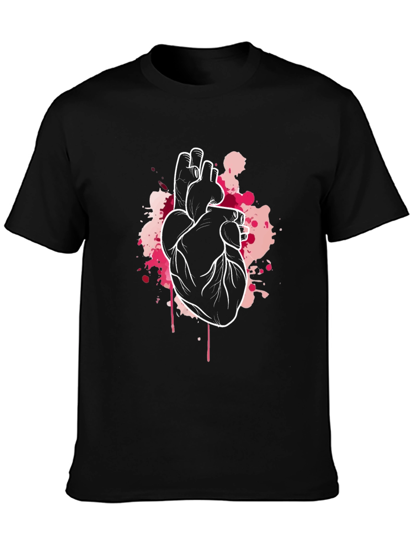 Anatomical Heart Graphic Tee - Black Crew Neck T-Shirt