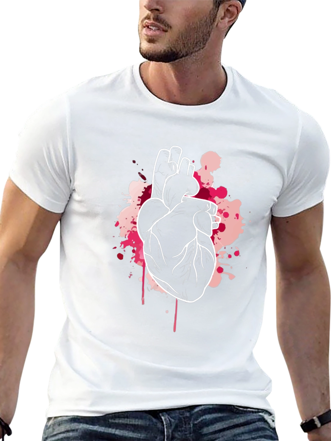 Anatomical Heart Graphic Tee - Black Crew Neck T-Shirt