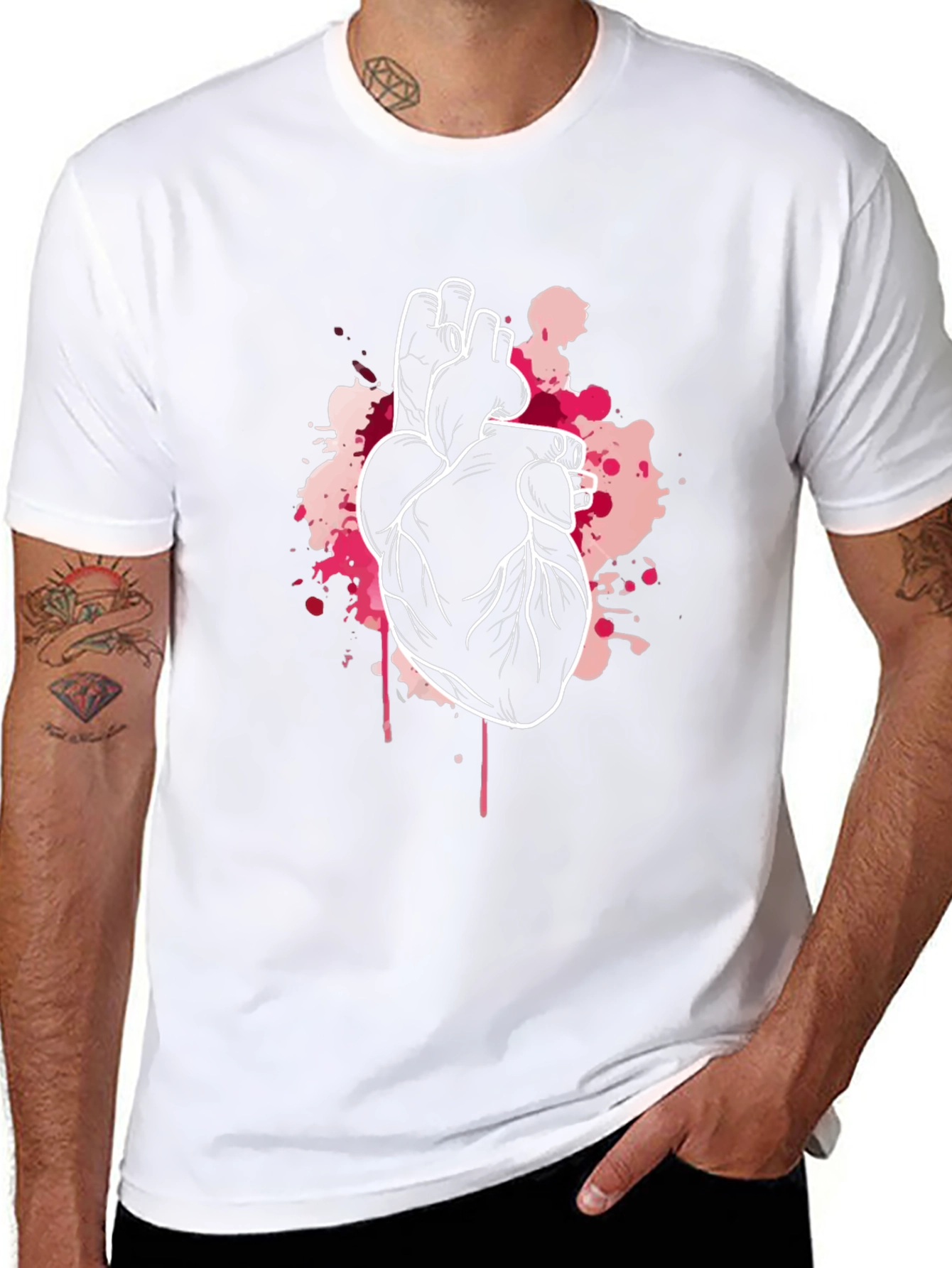 Anatomical Heart Graphic Tee - Black Crew Neck T-Shirt