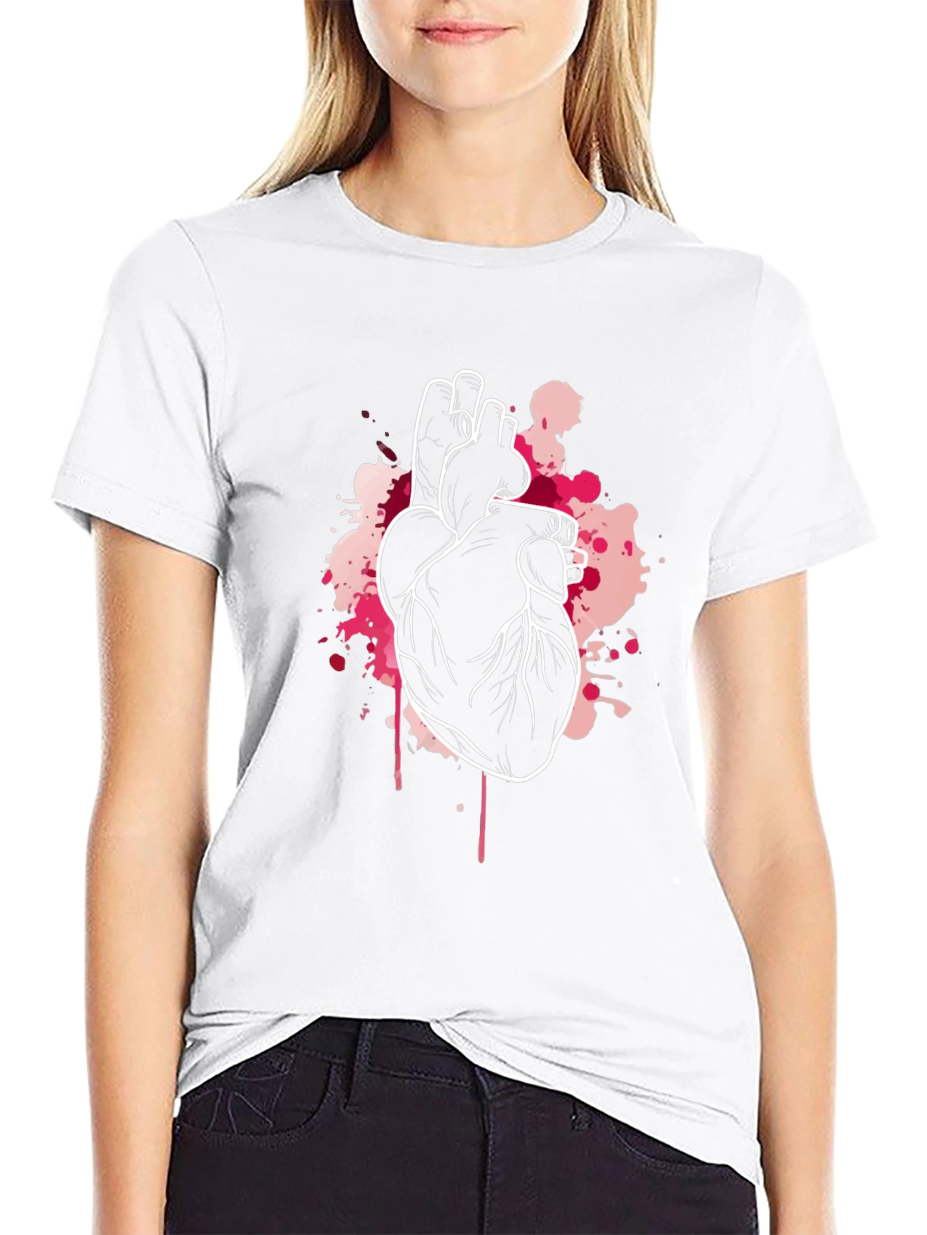 Anatomical Heart Graphic Tee - Black Crew Neck T-Shirt