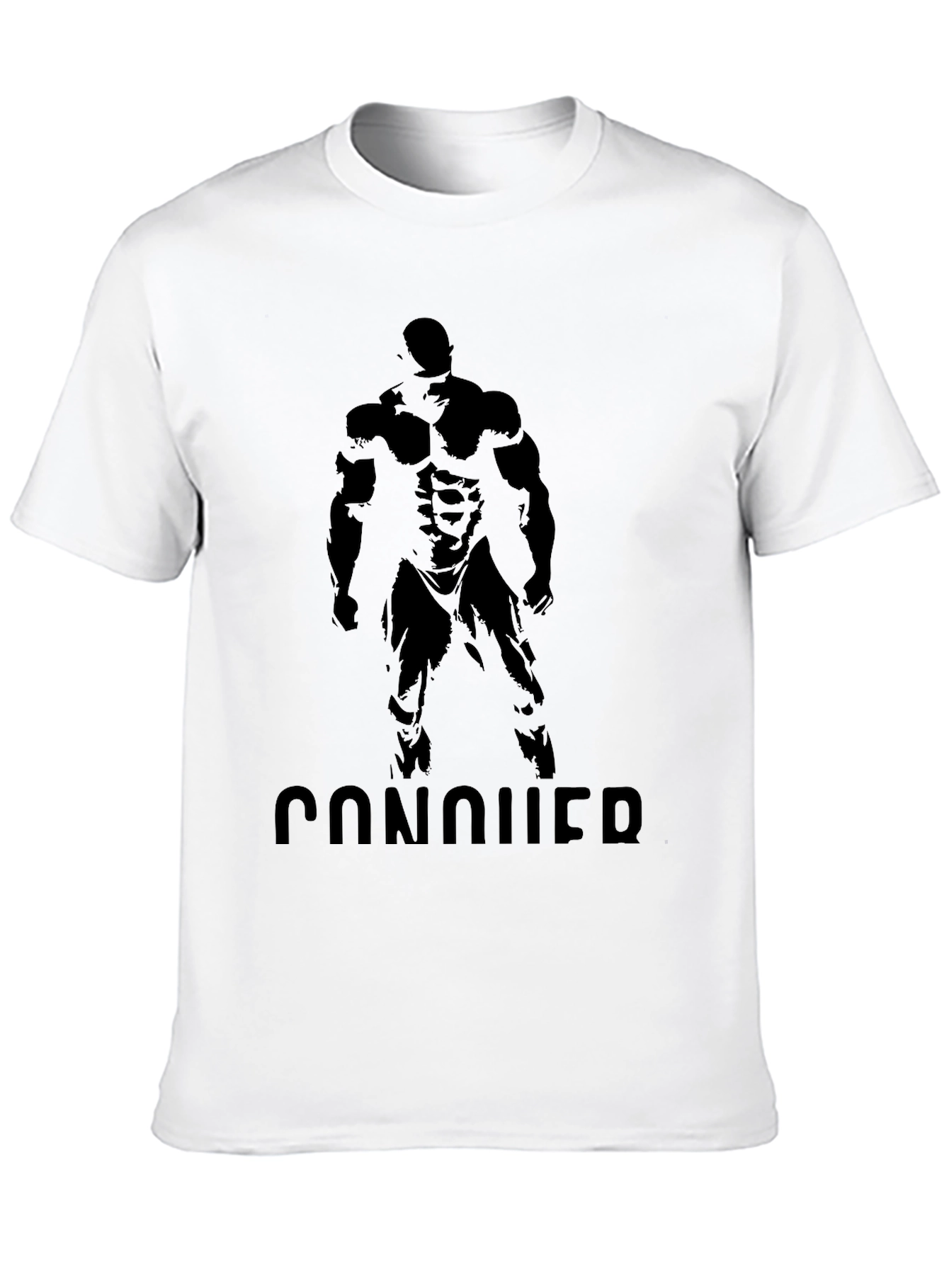 Conquer Black Graphic Print Muscle Fit T-Shirt