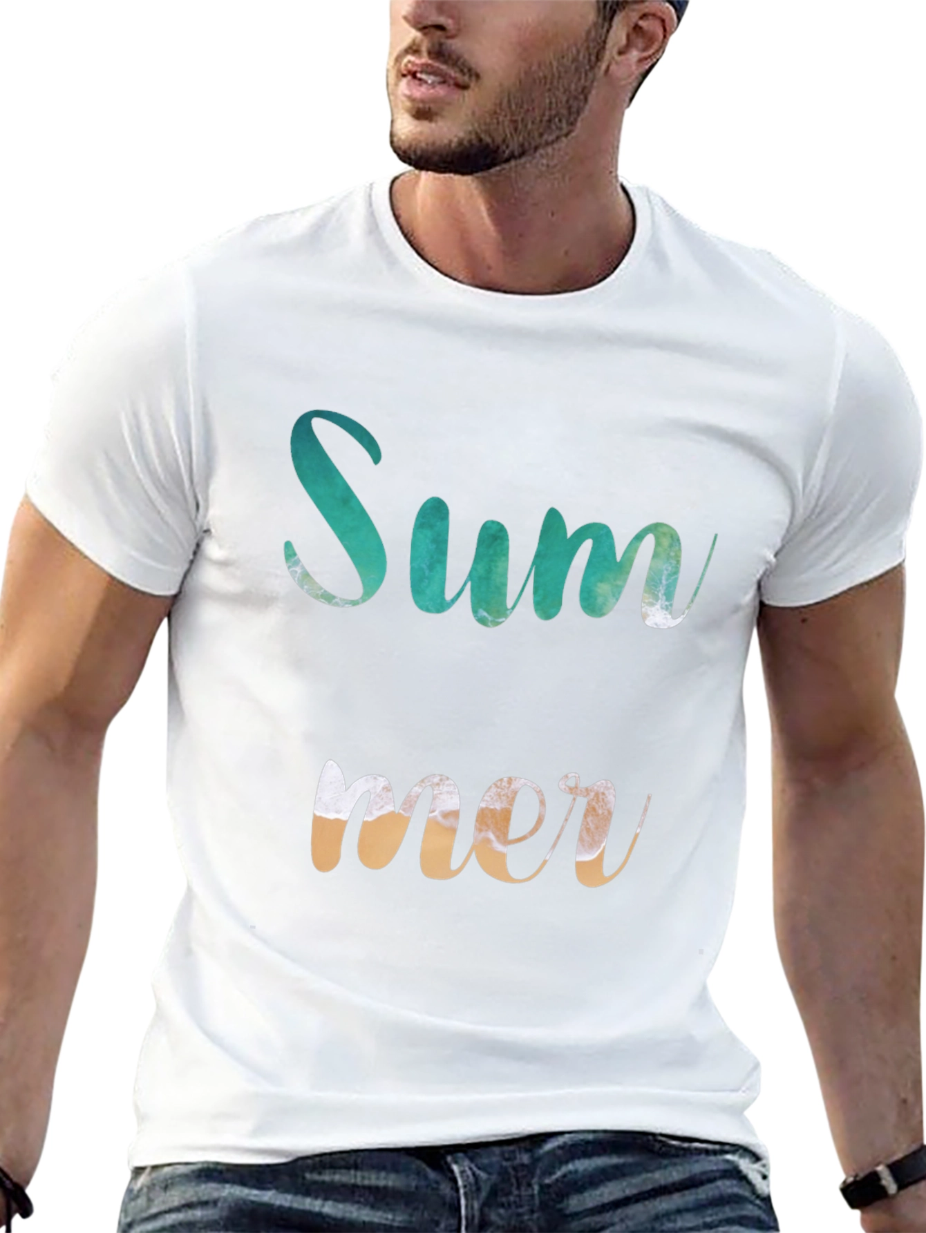 Summer T-Shirt - Beach Wave Design - Casual Wear