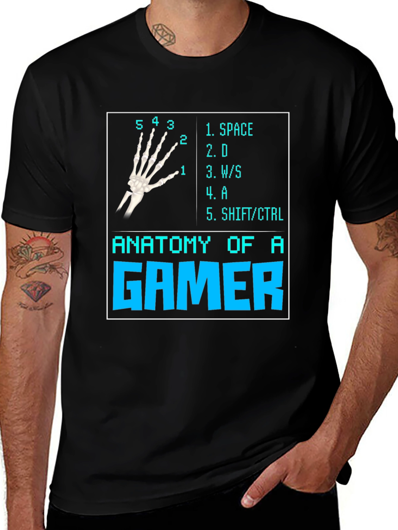 Anatomy of a Gamer T-Shirt - Keyboard Hand