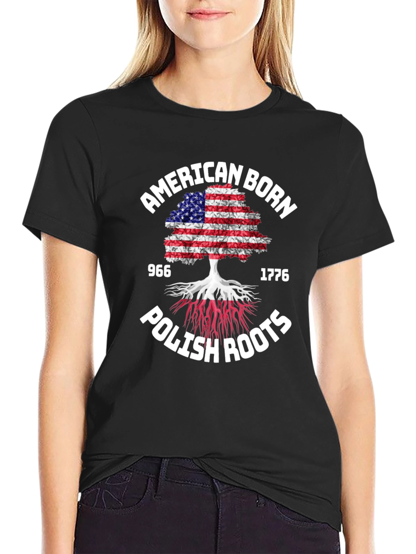 American Born Polish Roots Graphic T-Shirt