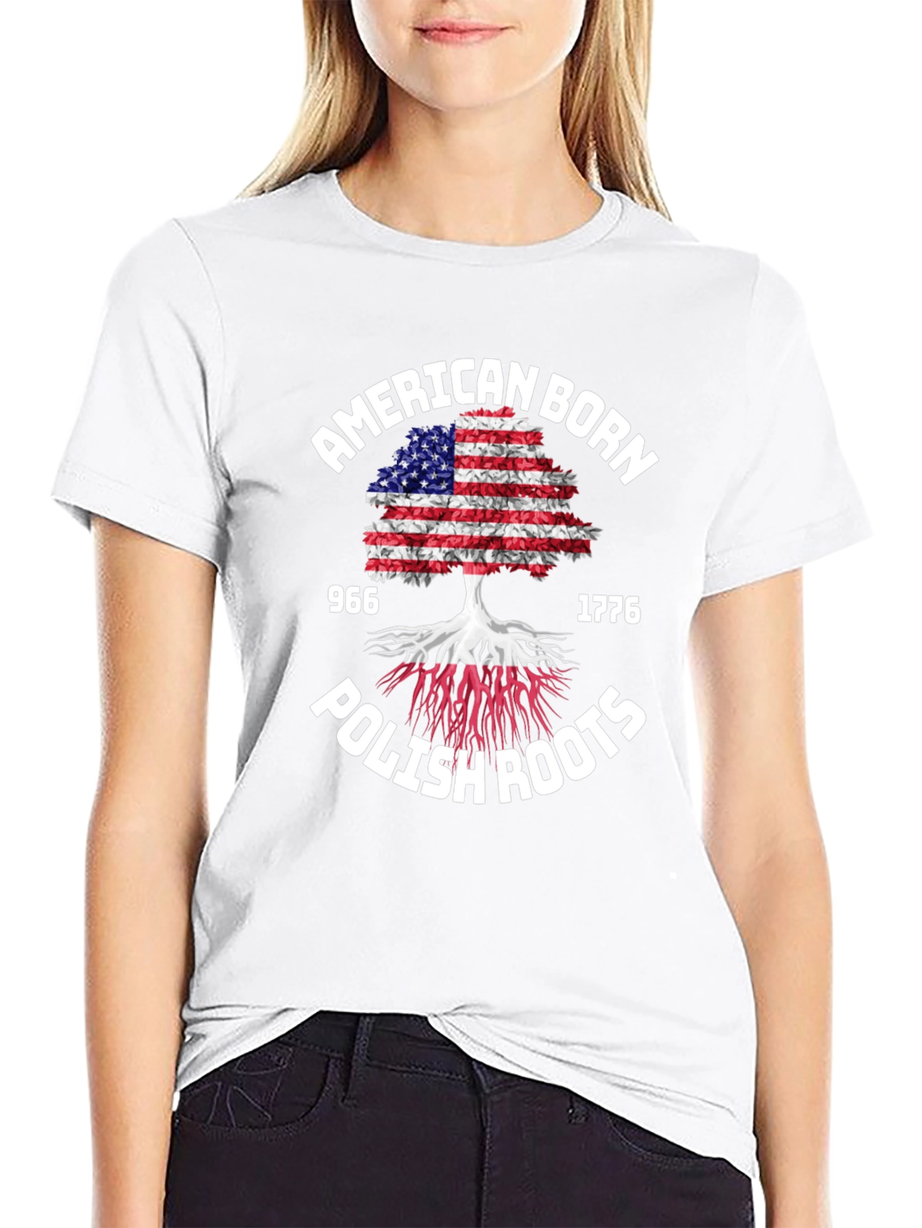 American Born Polish Roots Graphic T-Shirt