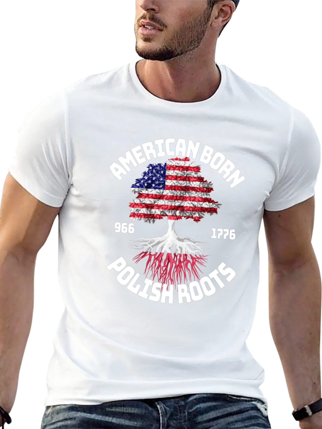 American Born Polish Roots Graphic T-Shirt