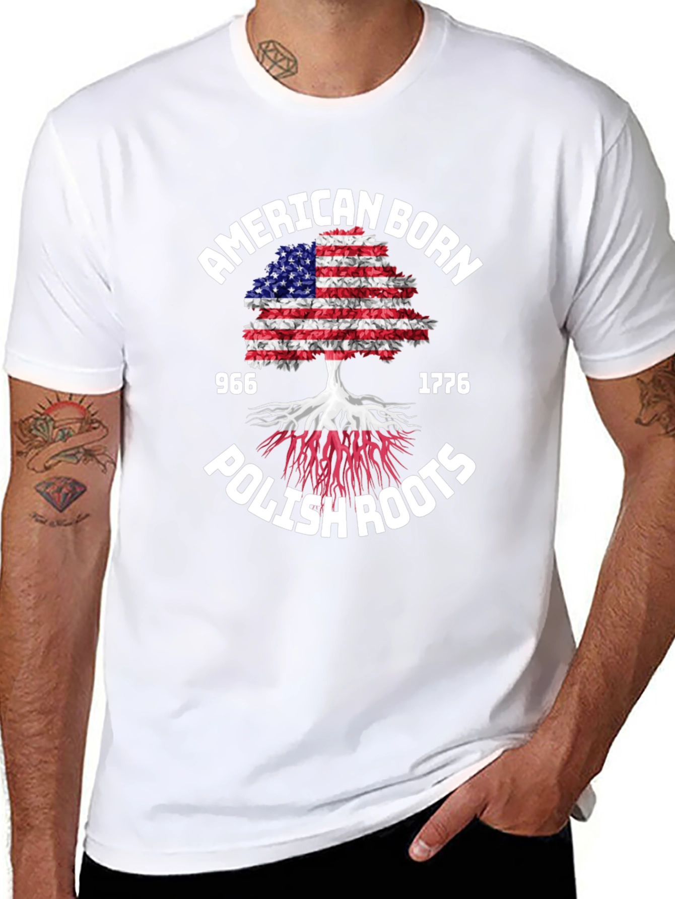 American Born Polish Roots Graphic T-Shirt