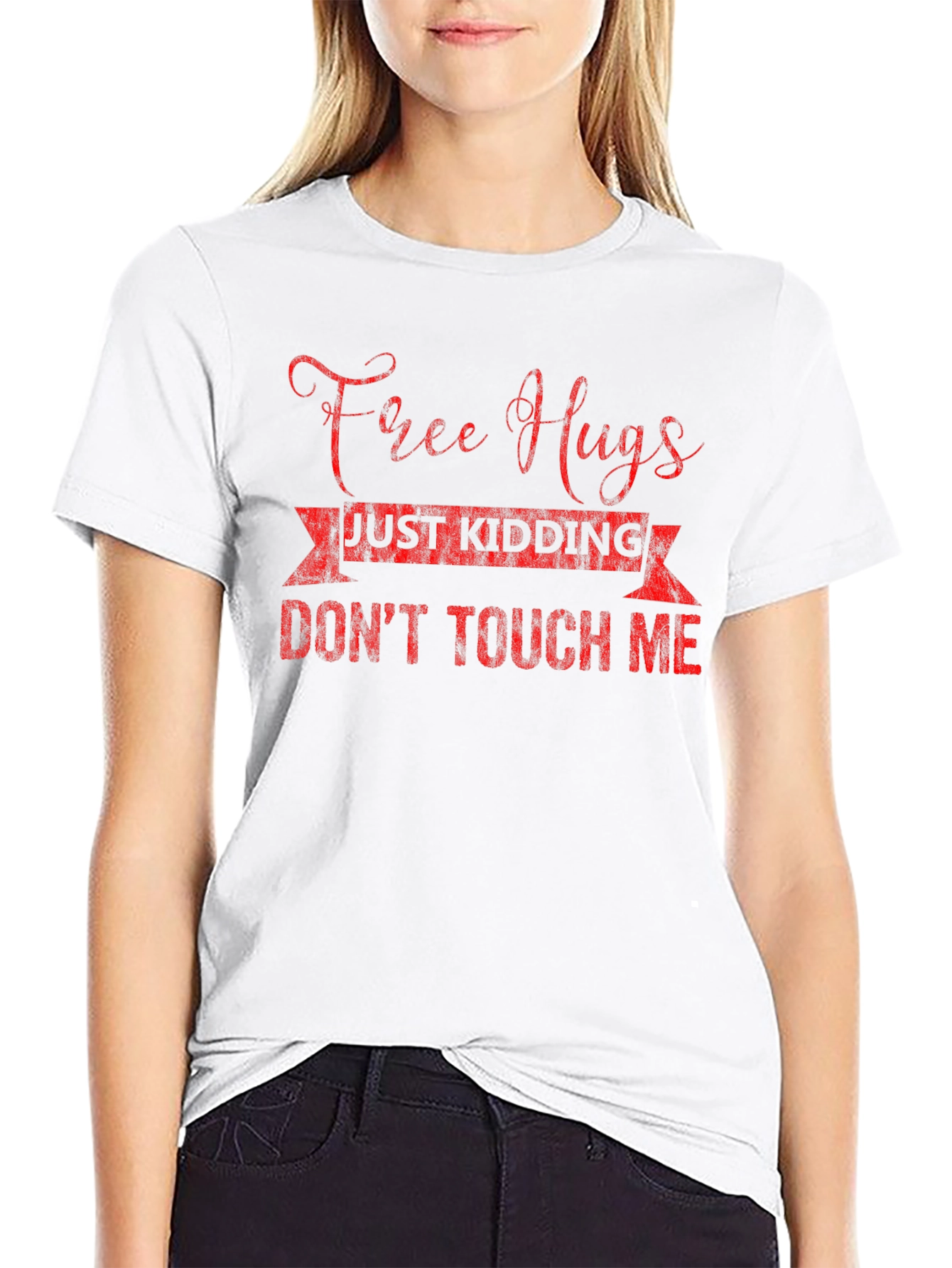 Free Hugs Just Kidding Mens Black T-Shirt