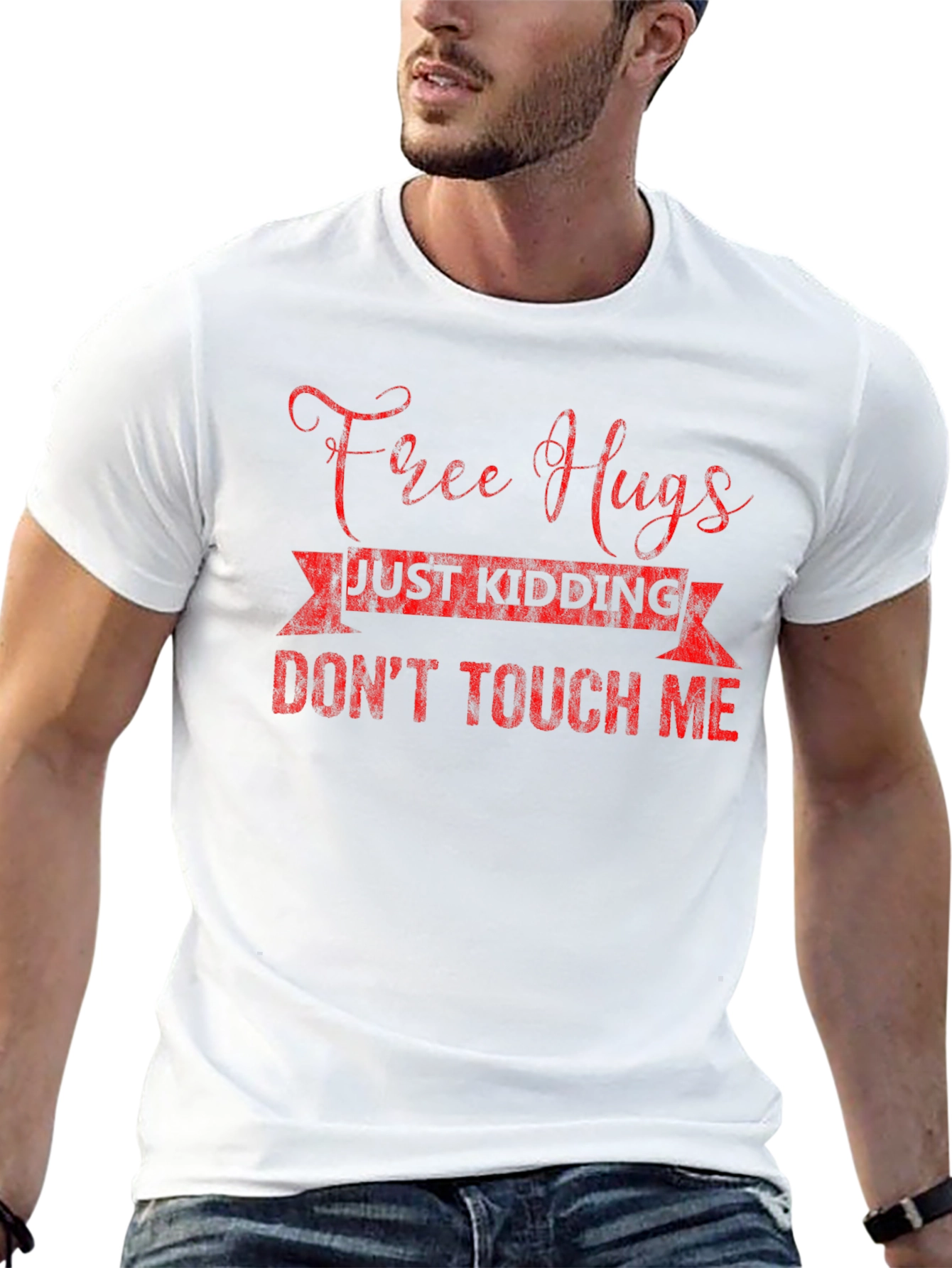 Free Hugs Just Kidding Mens Black T-Shirt