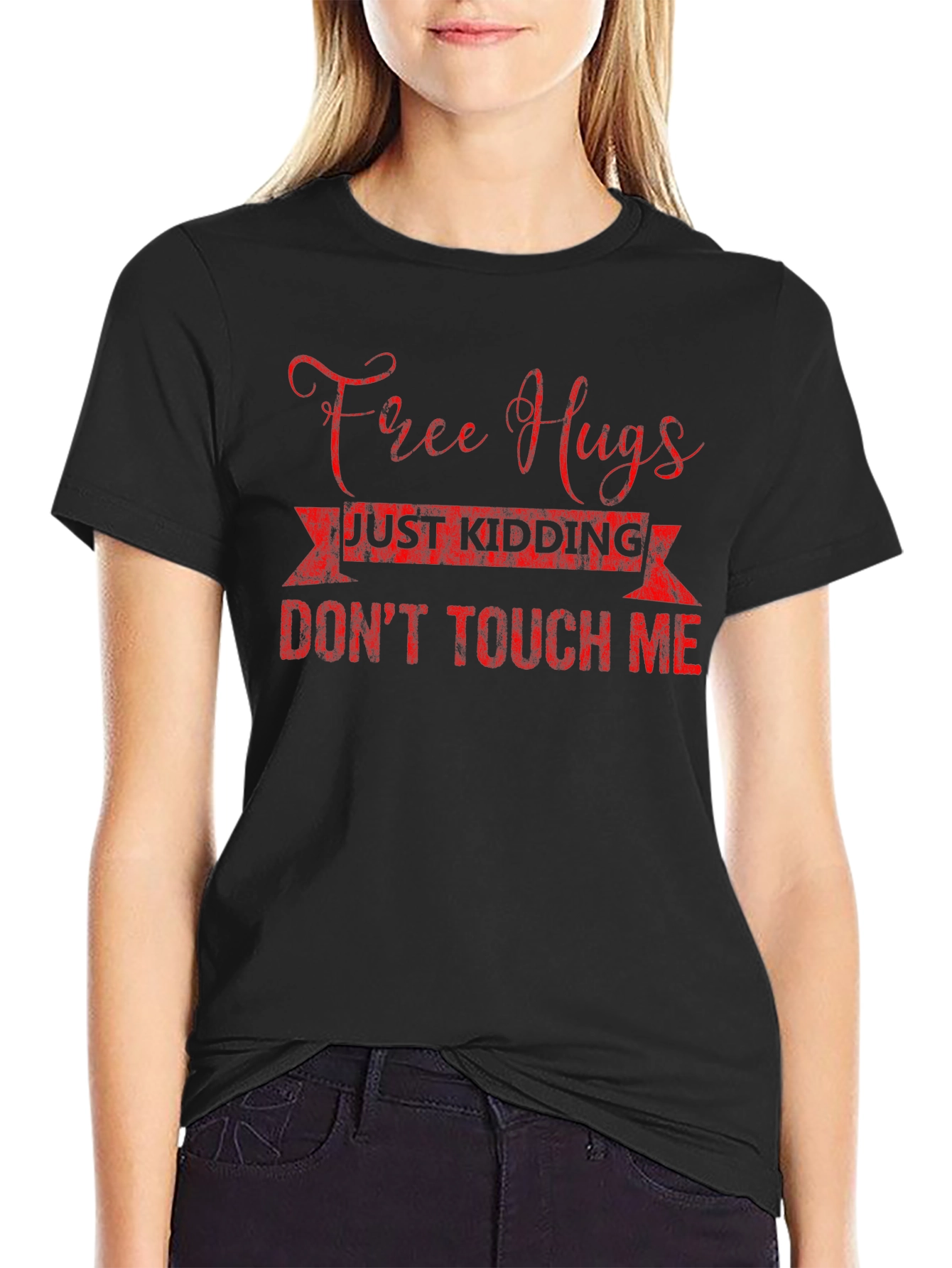 Free Hugs Just Kidding Mens Black T-Shirt