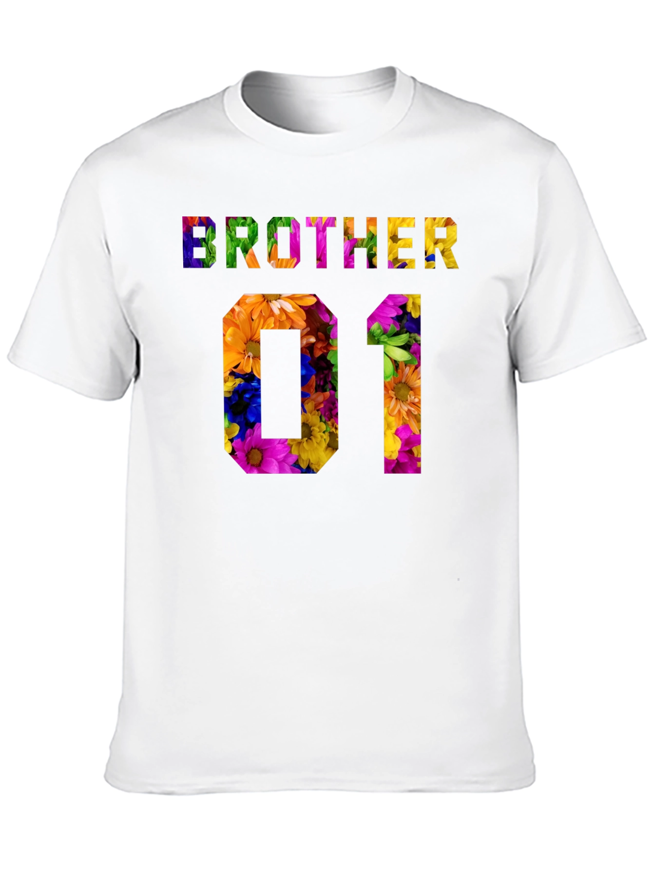 Brother 01 Floral Graphic Black T-Shirt