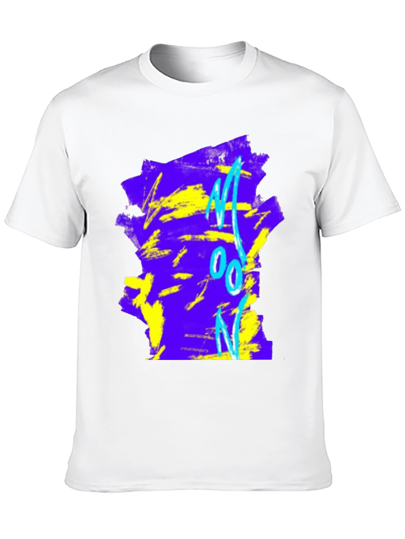 Abstract Moon Graphic Tee - Black Cotton Blend