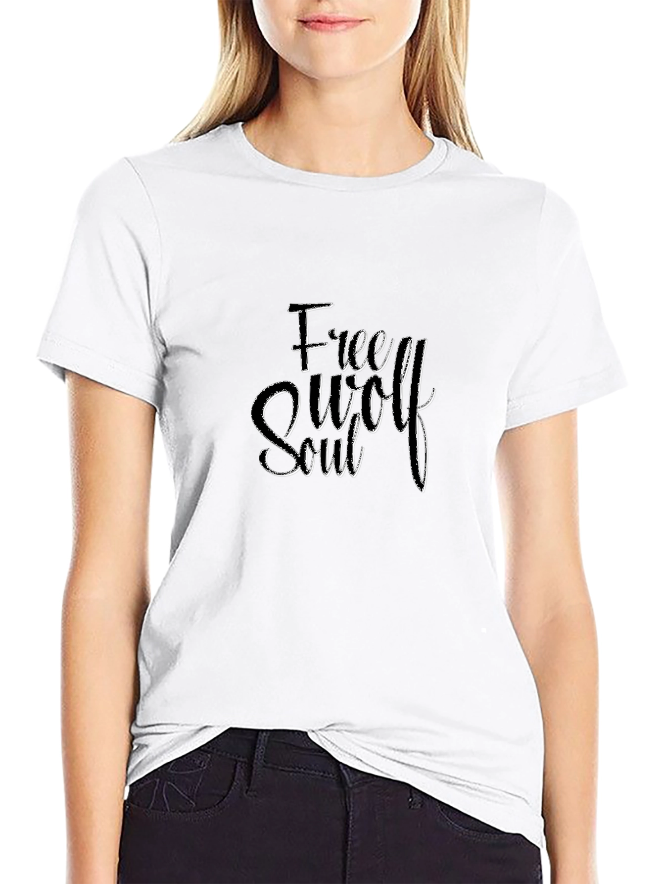 Free Wolf Soul Graphic Black T-Shirt