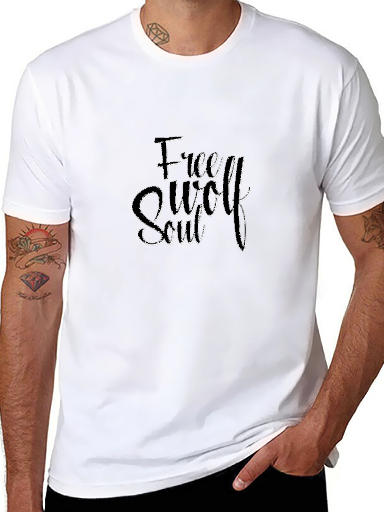 Free Wolf Soul Graphic Black T-Shirt