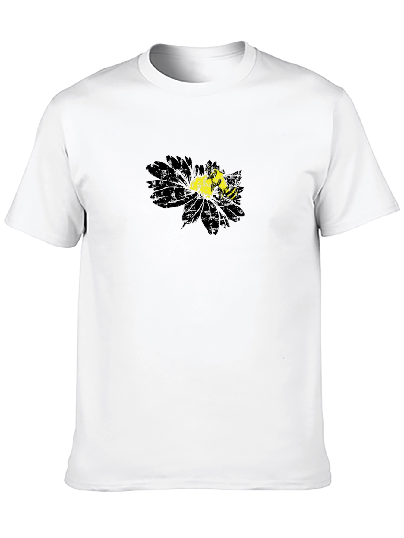 Black T-Shirt with Floral Bee Graphic