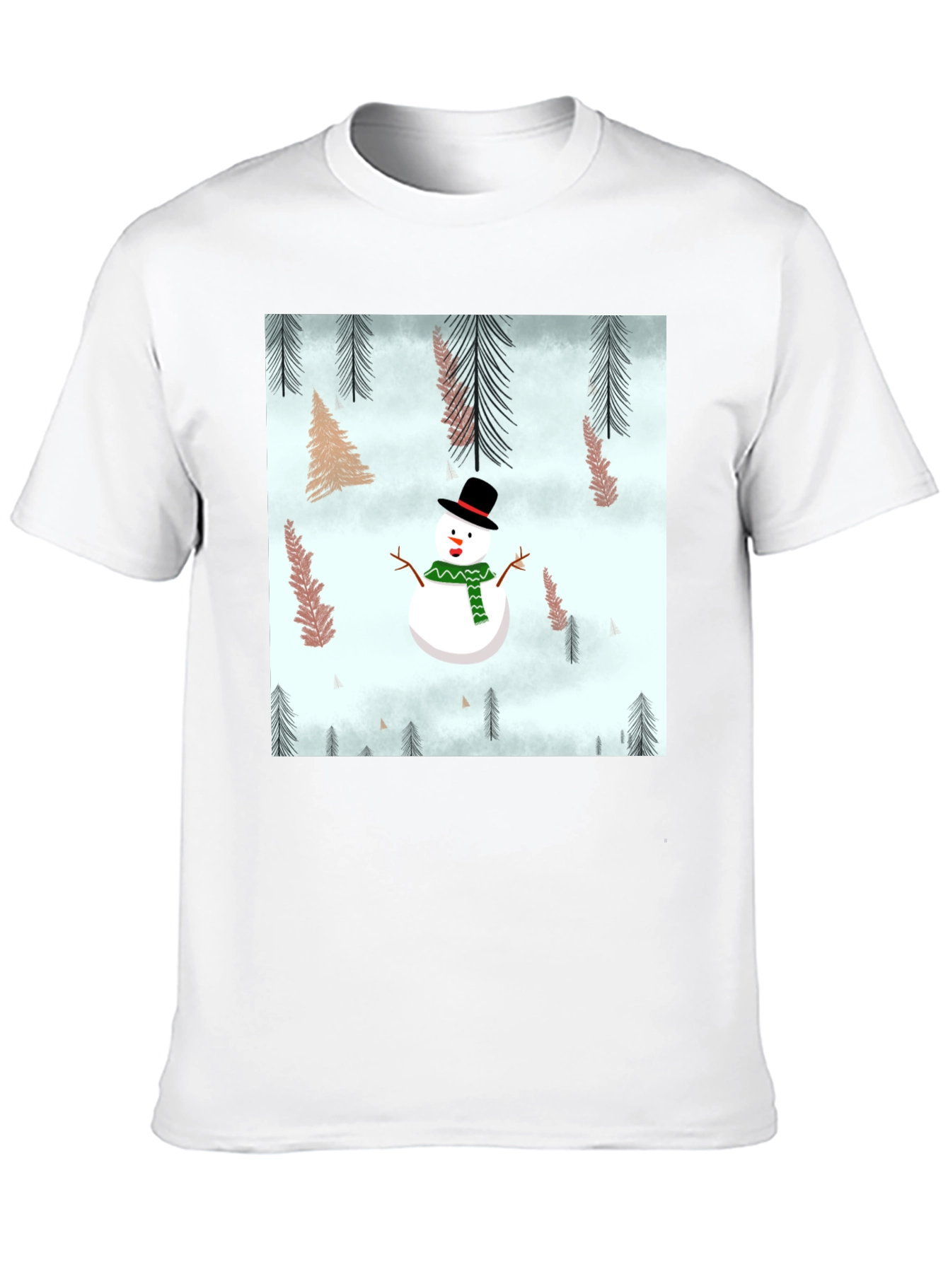 Snowman Forest Graphic Tee - Festive Holiday Shirt
