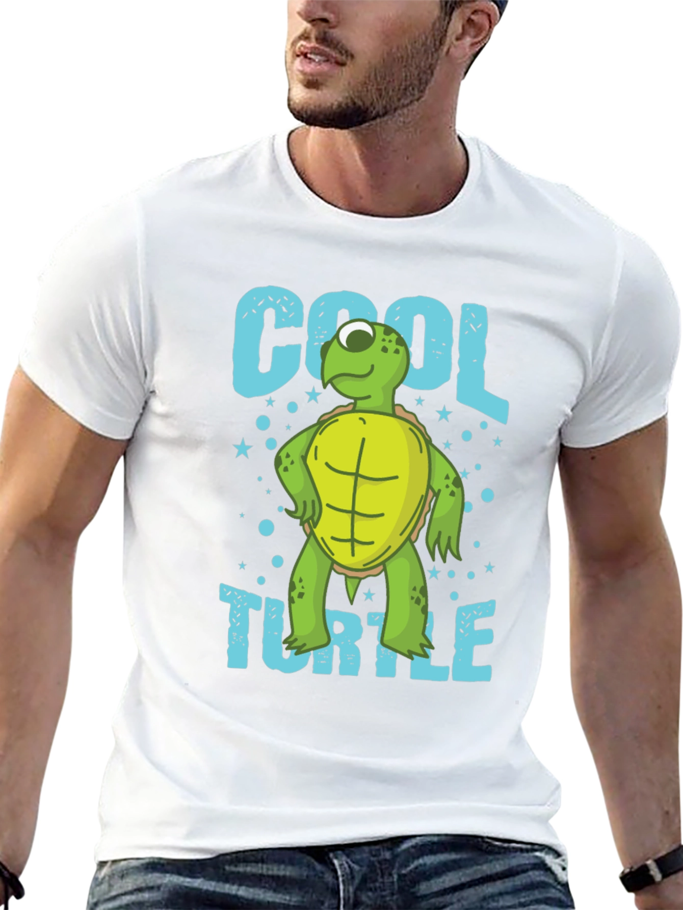 Cool Turtle Graphic T-Shirt Mens Crew Neck