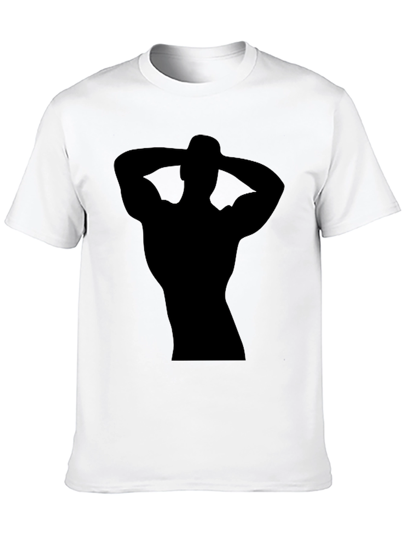 Mens Black T-Shirt with Muscled Silhouette Graphic