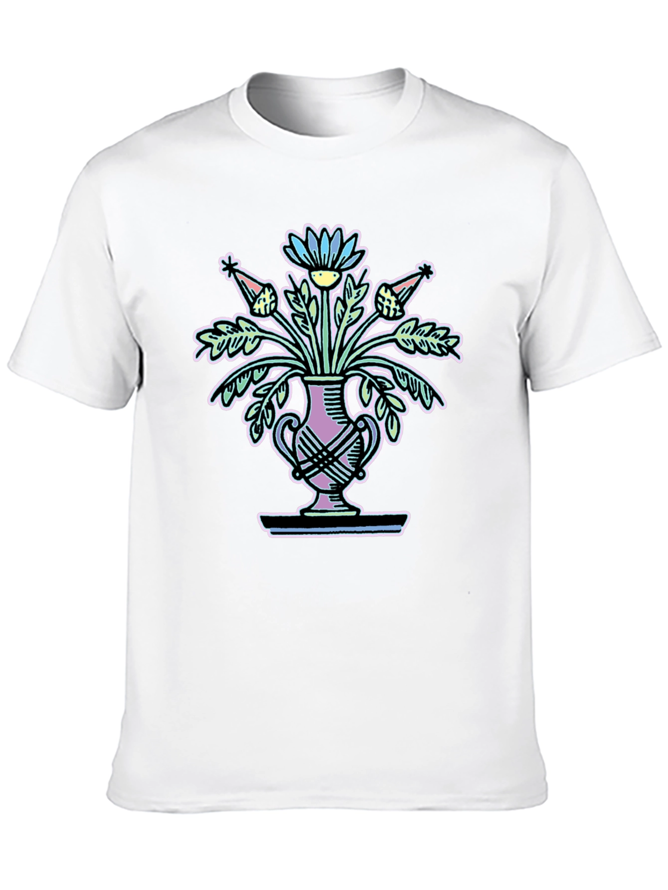 Floral Vase Graphic Tee - Black Unisex T-Shirt