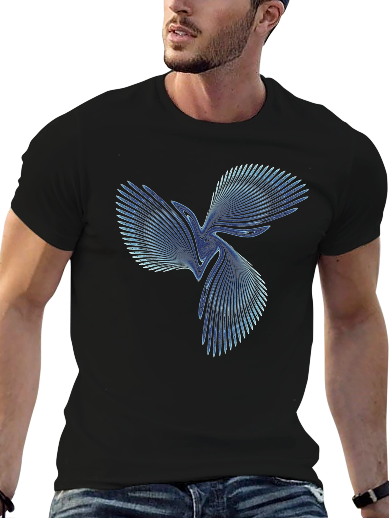 Abstract Swirl Graphic Tee - Stylish Black T-Shirt