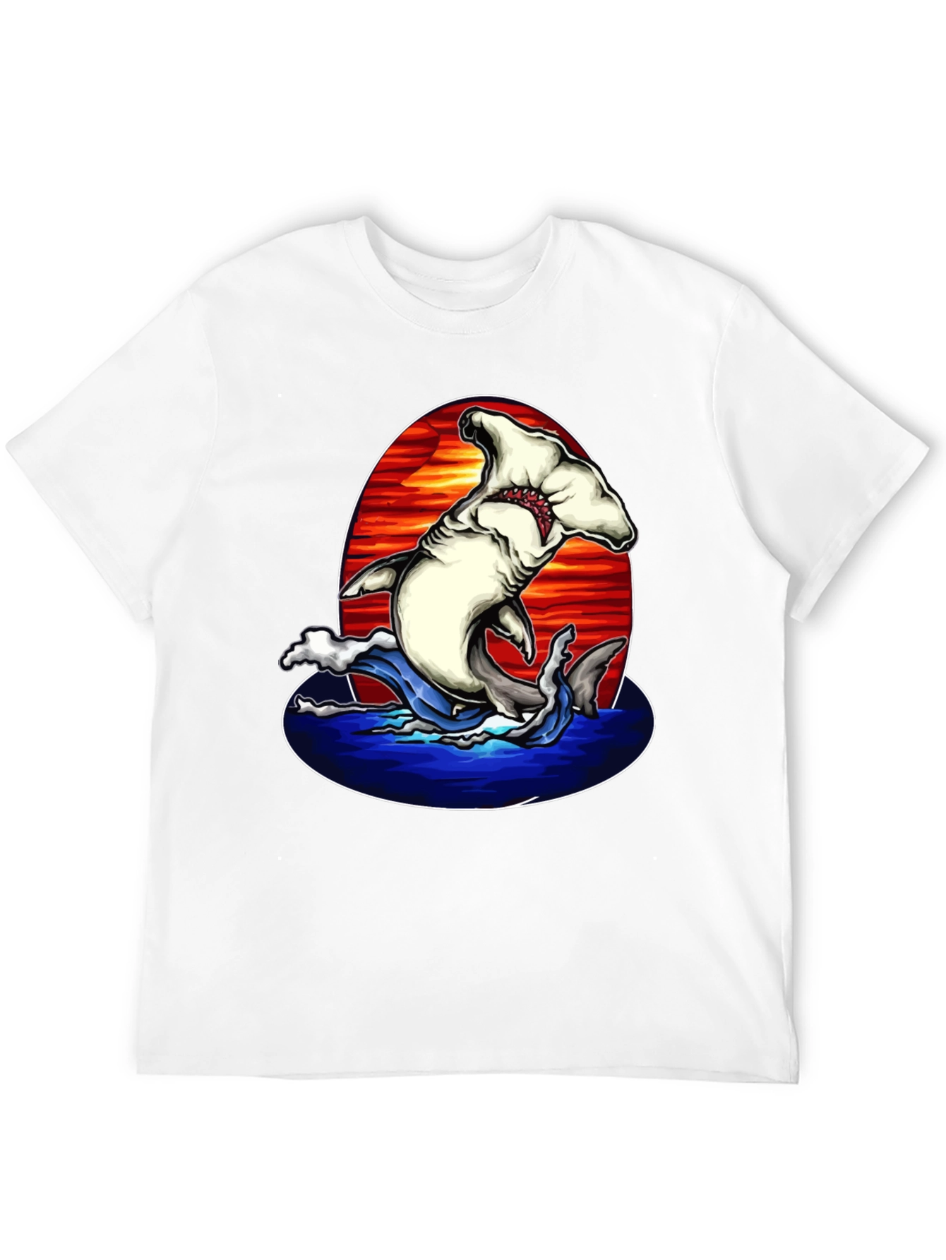 Hammerhead Shark Graphic Print Black T-Shirt