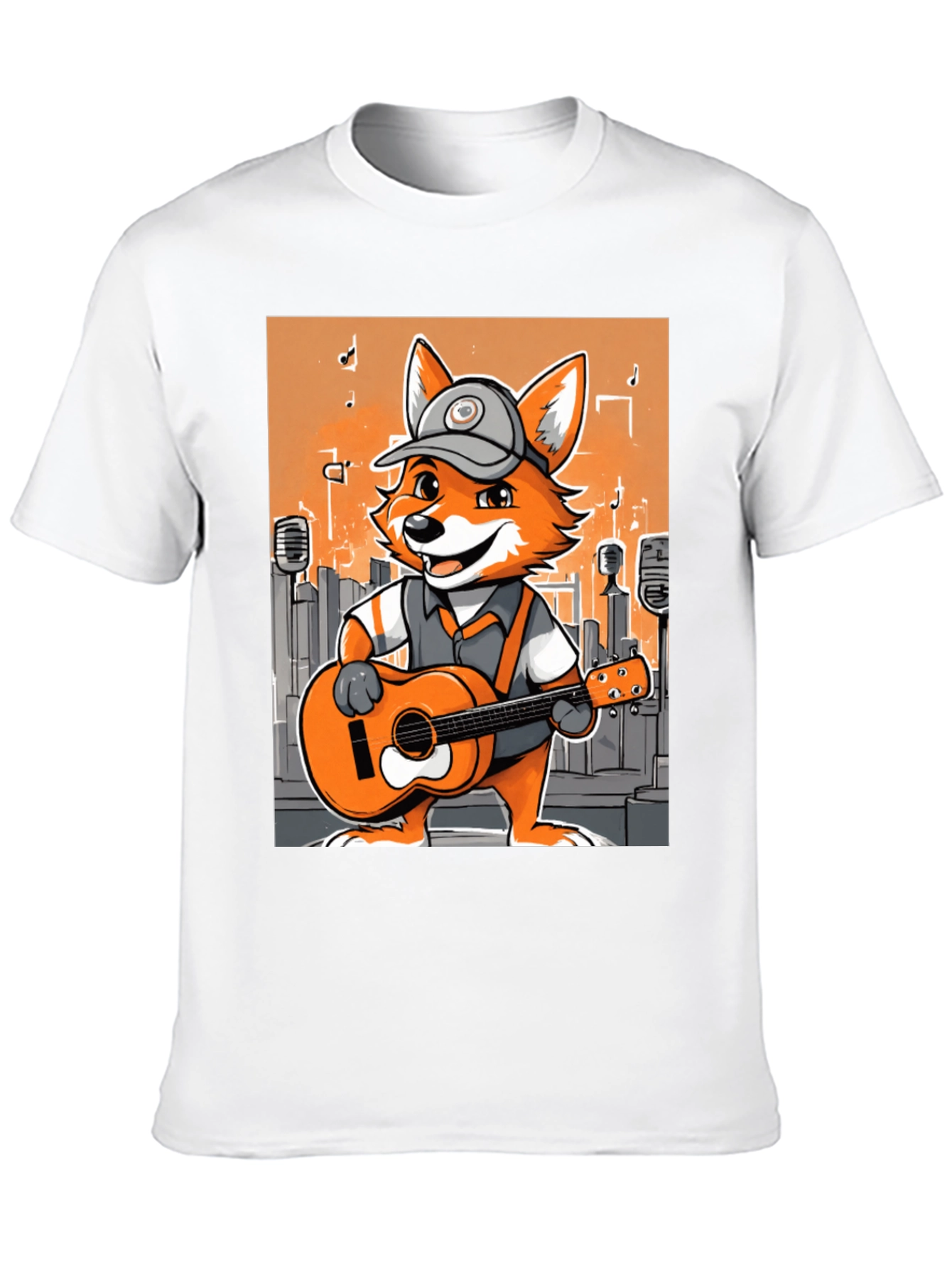 Cartoon Fox Musician Graphic Tee