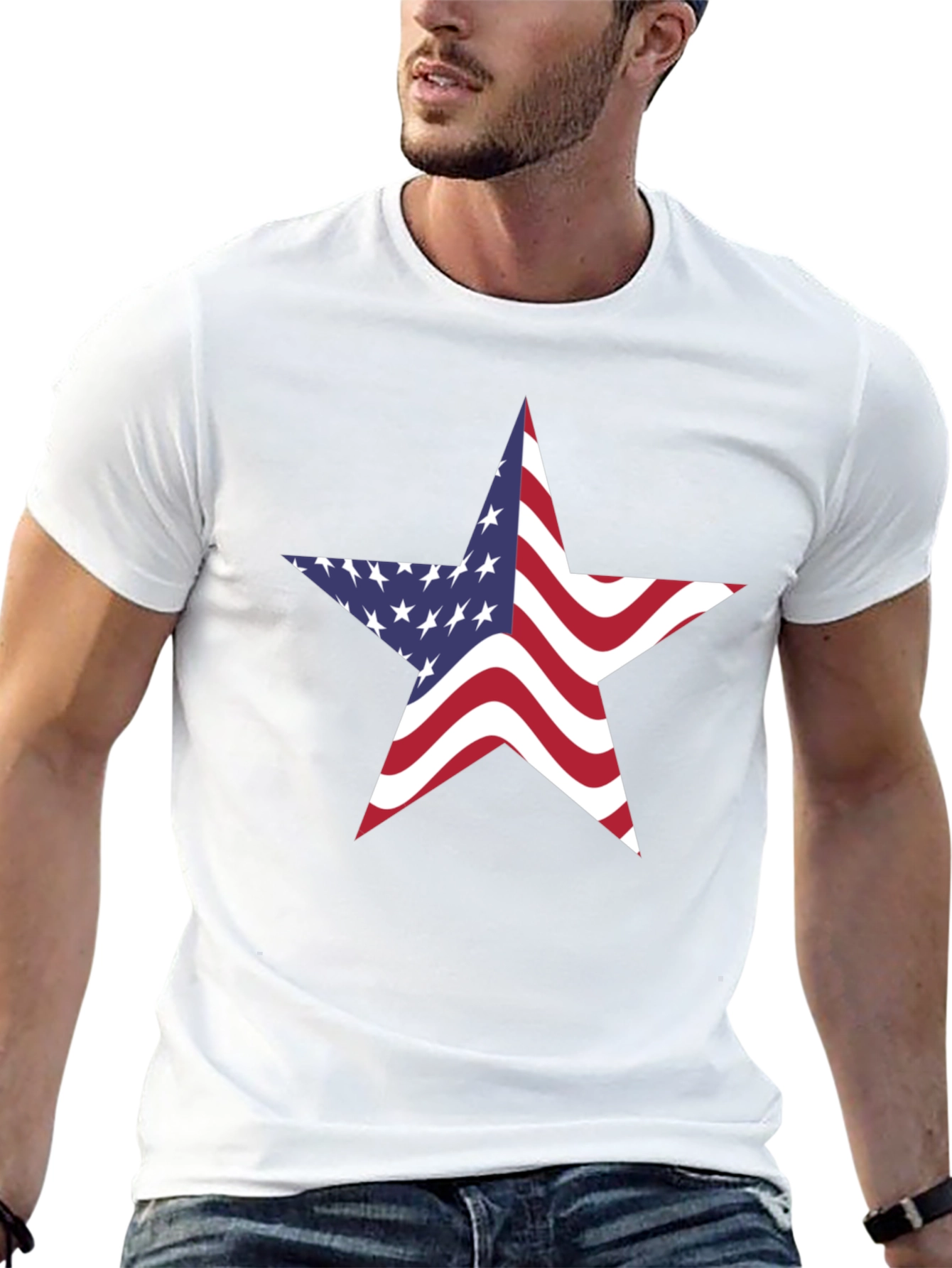 American Flag Star Graphic Black T-Shirt