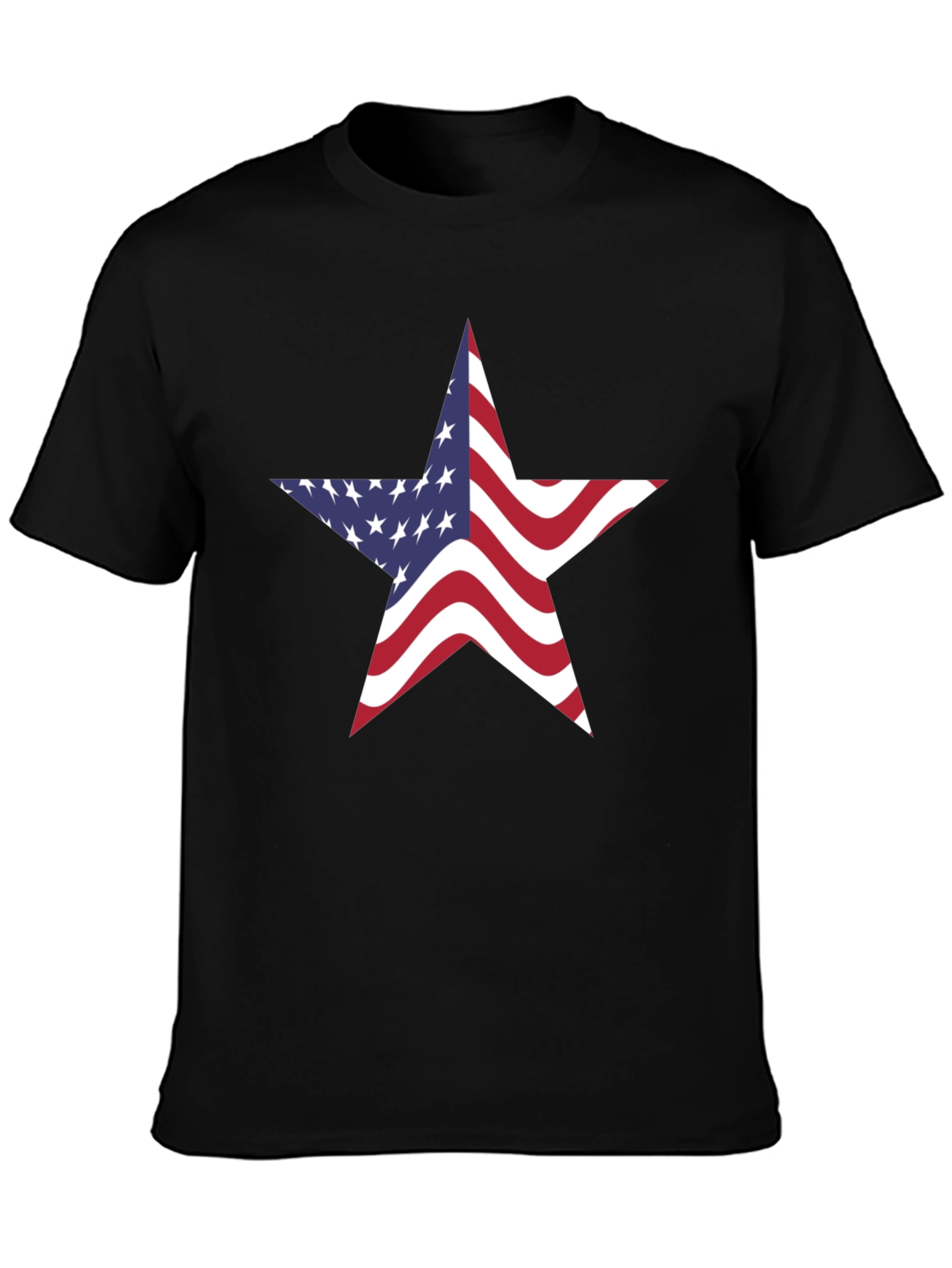 American Flag Star Graphic Black T-Shirt