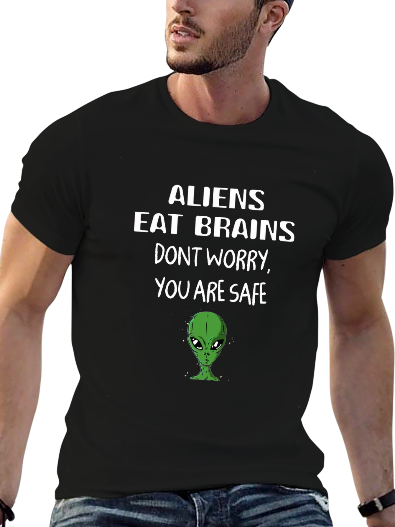 Aliens Eat Brains Funny Graphic Tee