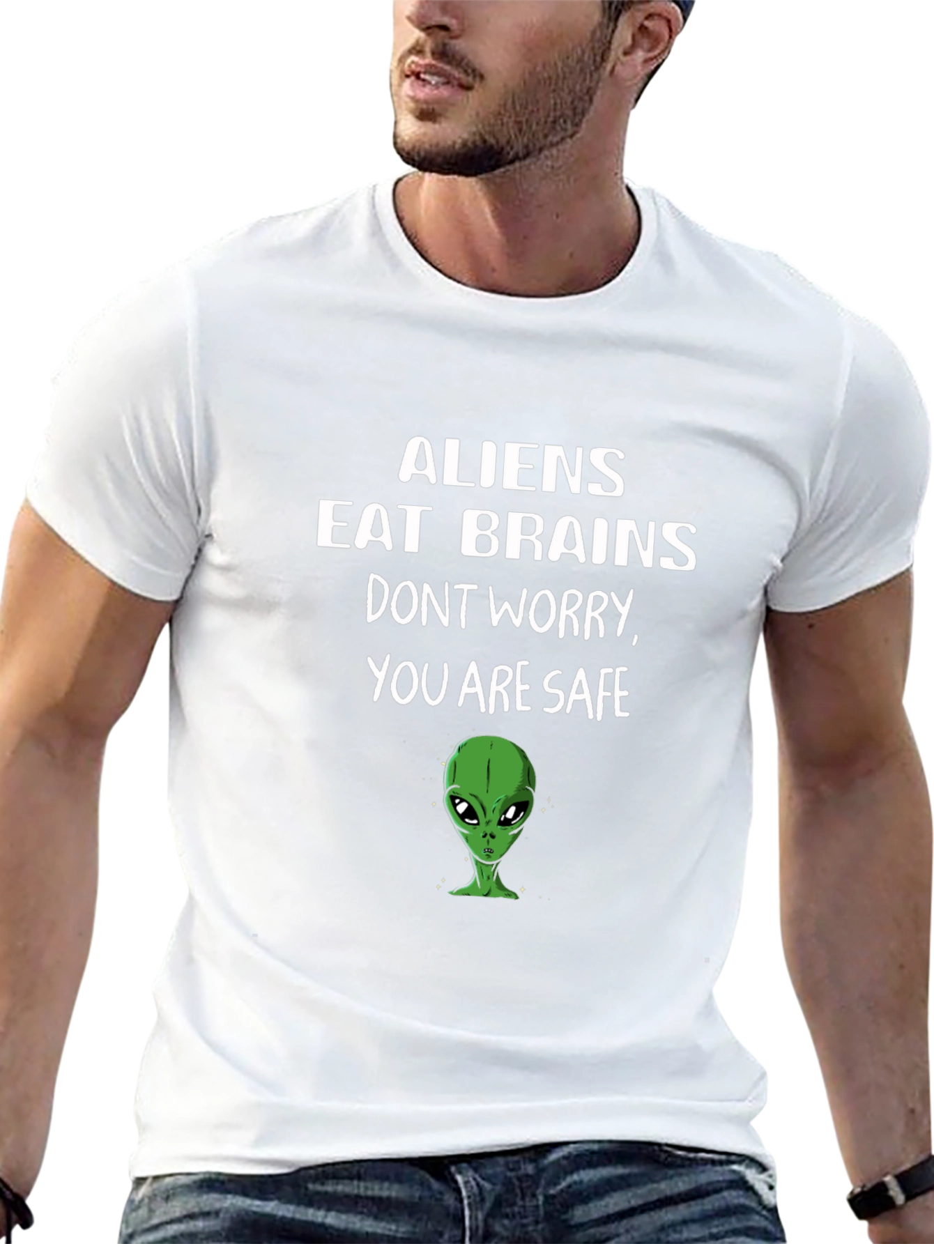 Aliens Eat Brains Funny Graphic Tee