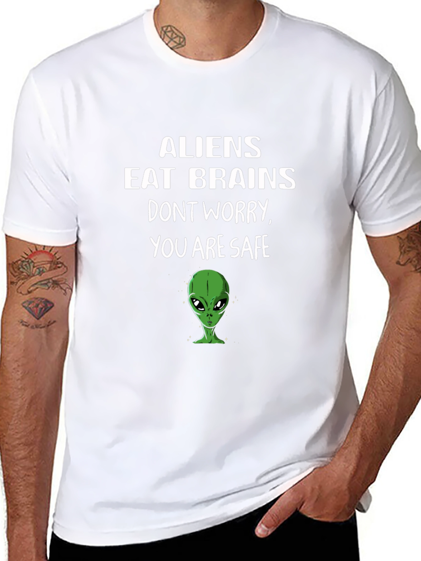 Aliens Eat Brains Funny Graphic Tee